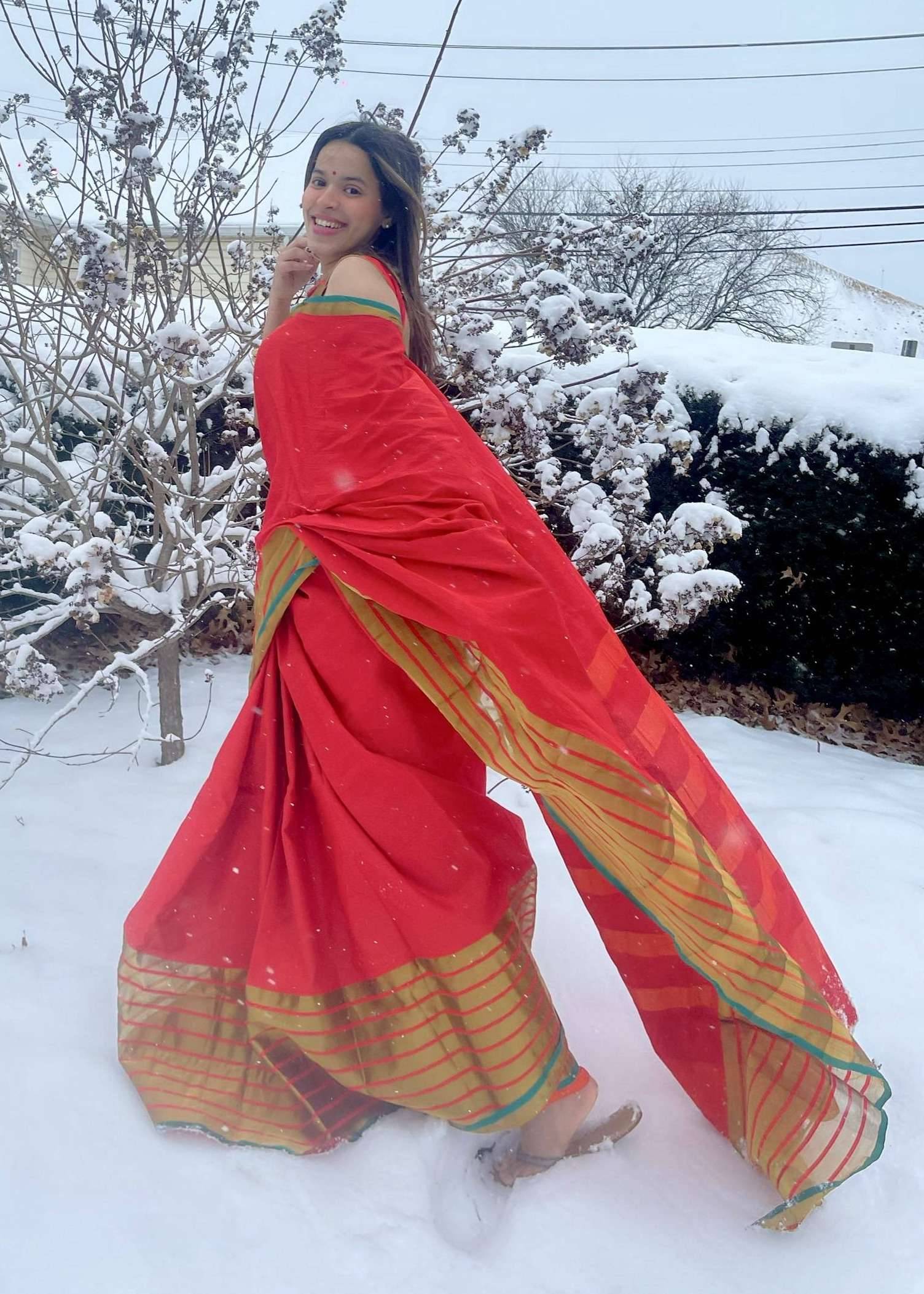 Red And Gold Sari Image - 0