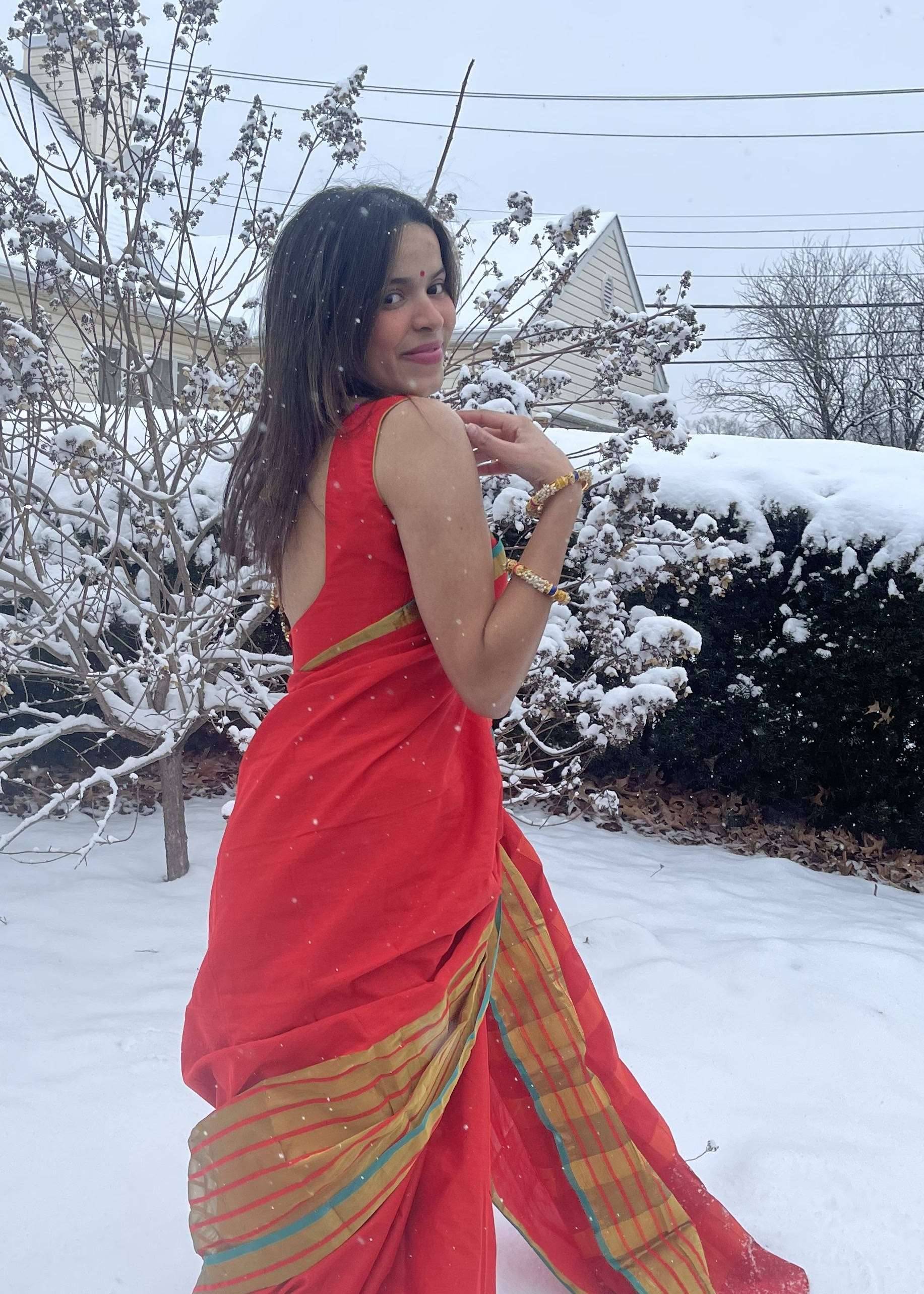 Red And Gold Sari Image - 2
