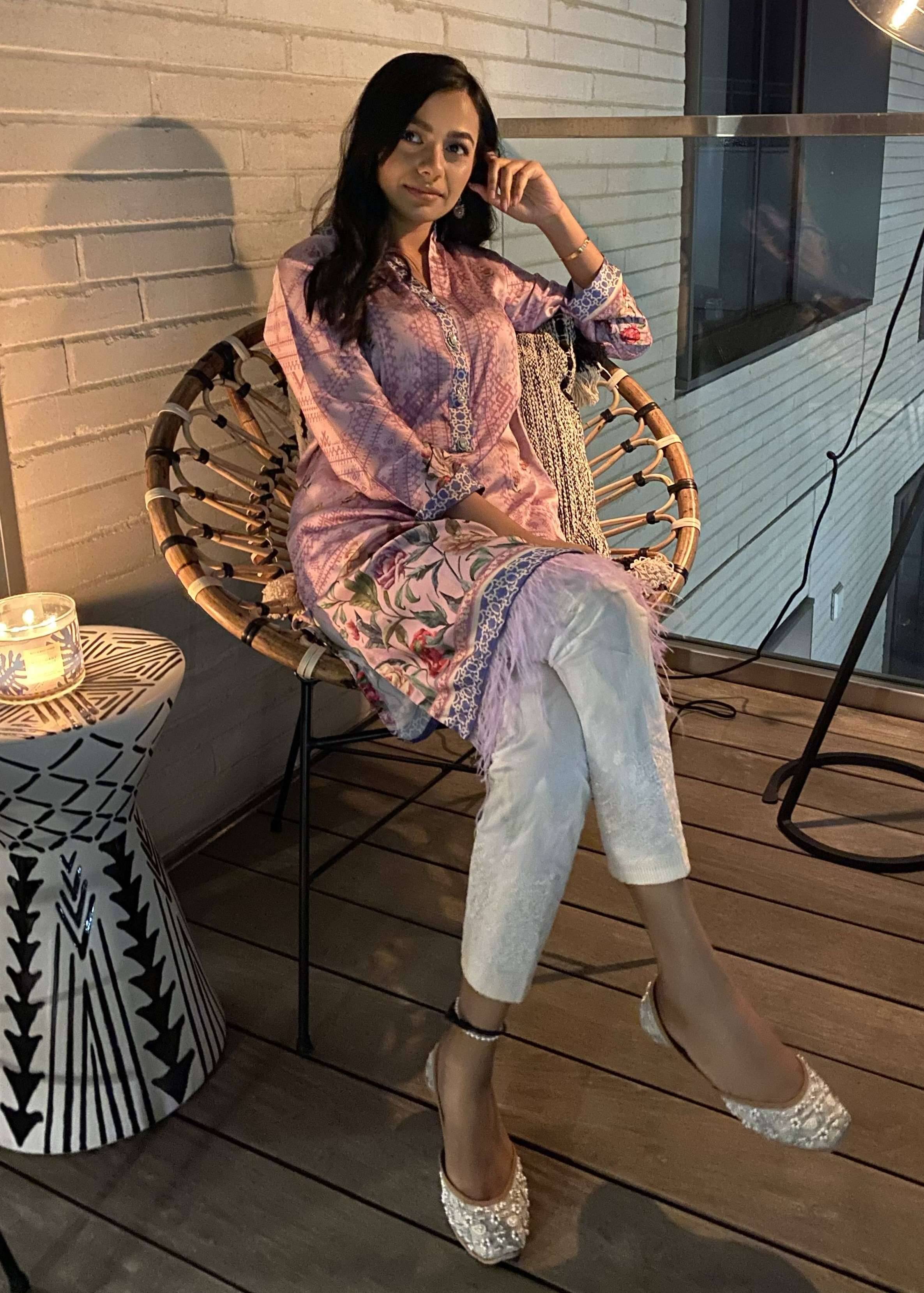 Lilac Floral Print Top Image - 0