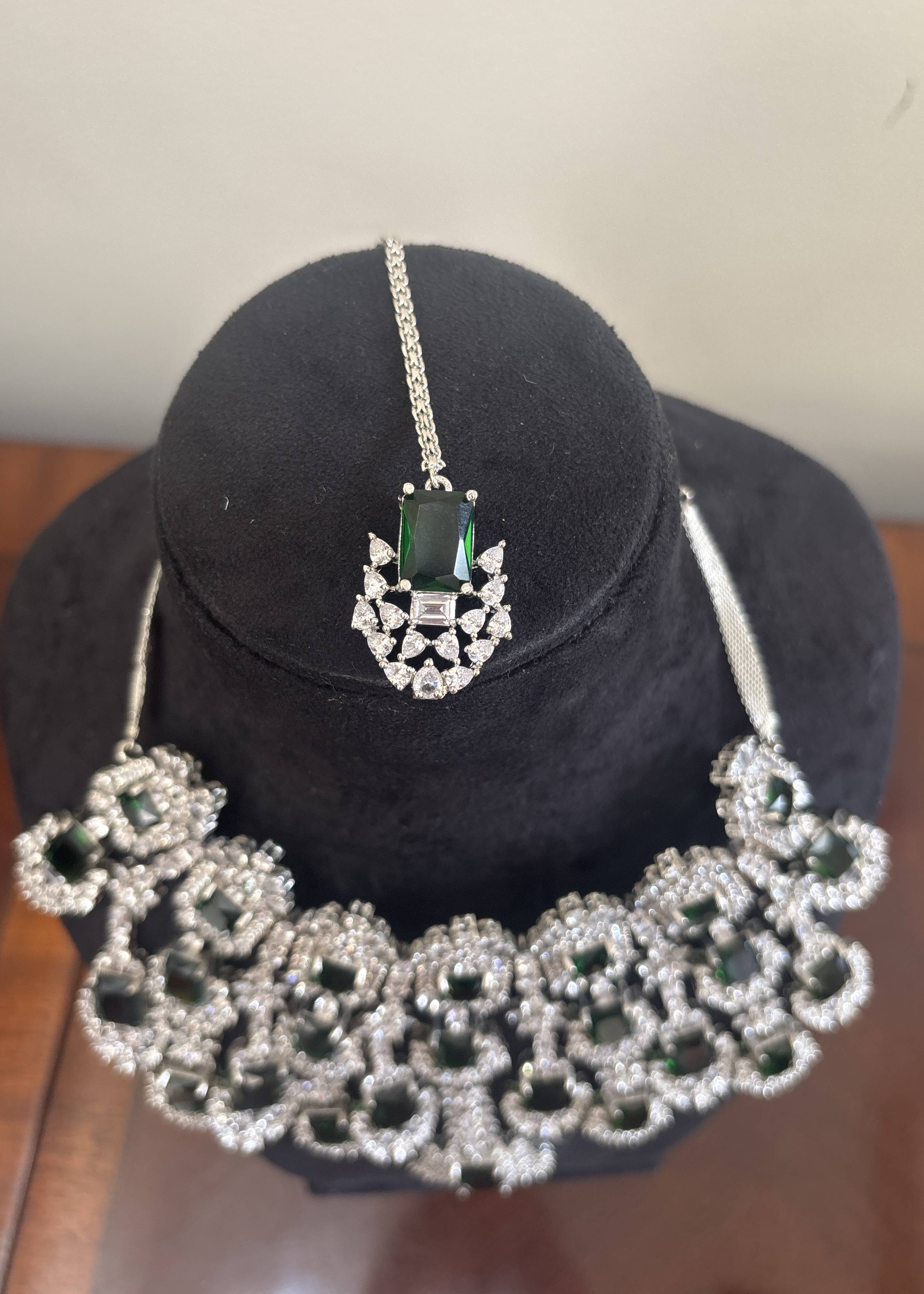Emerald Crystal Statement Bridal Set Image - 2