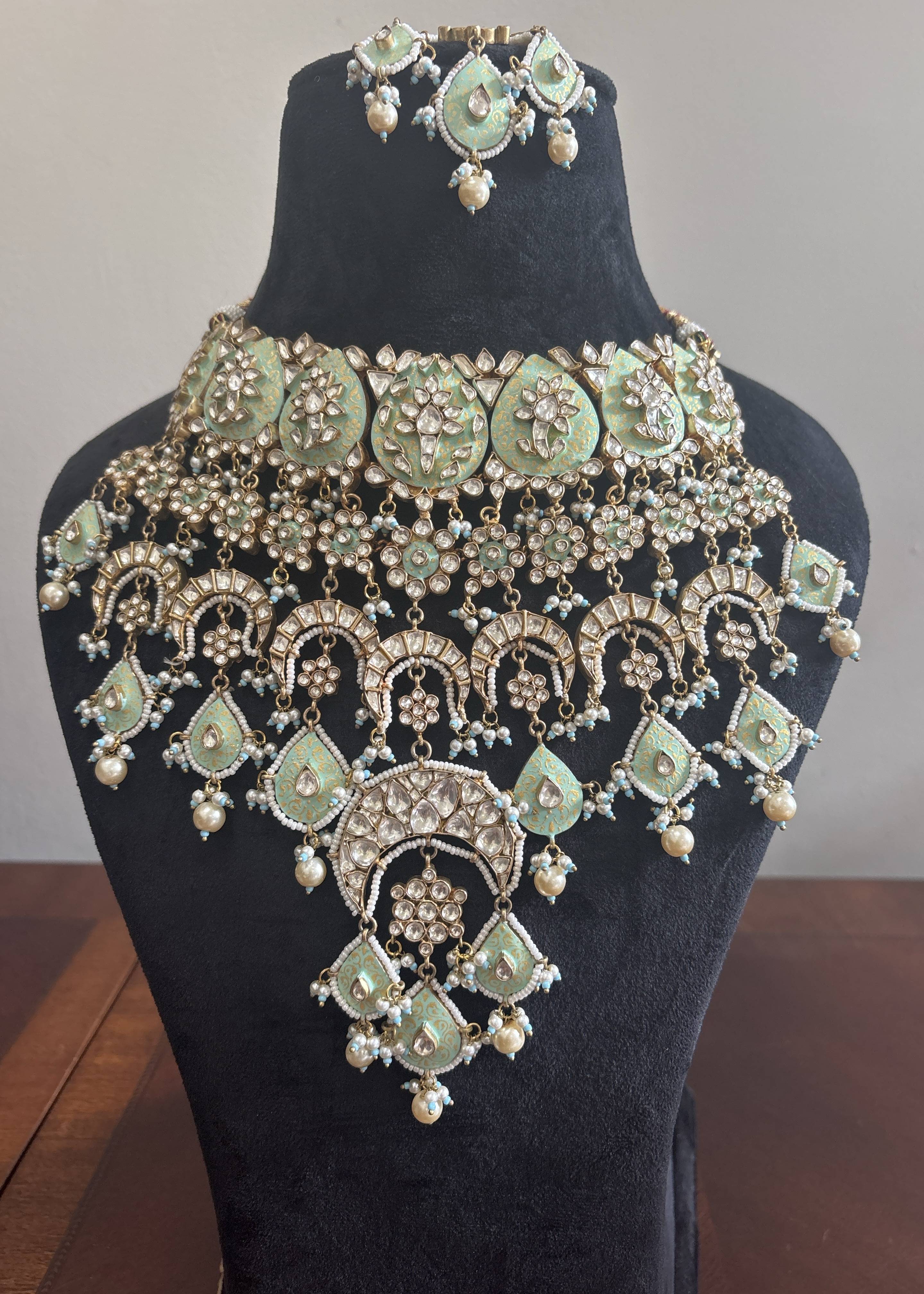 Grand Meenakari Polki Bridal Set Image - 0