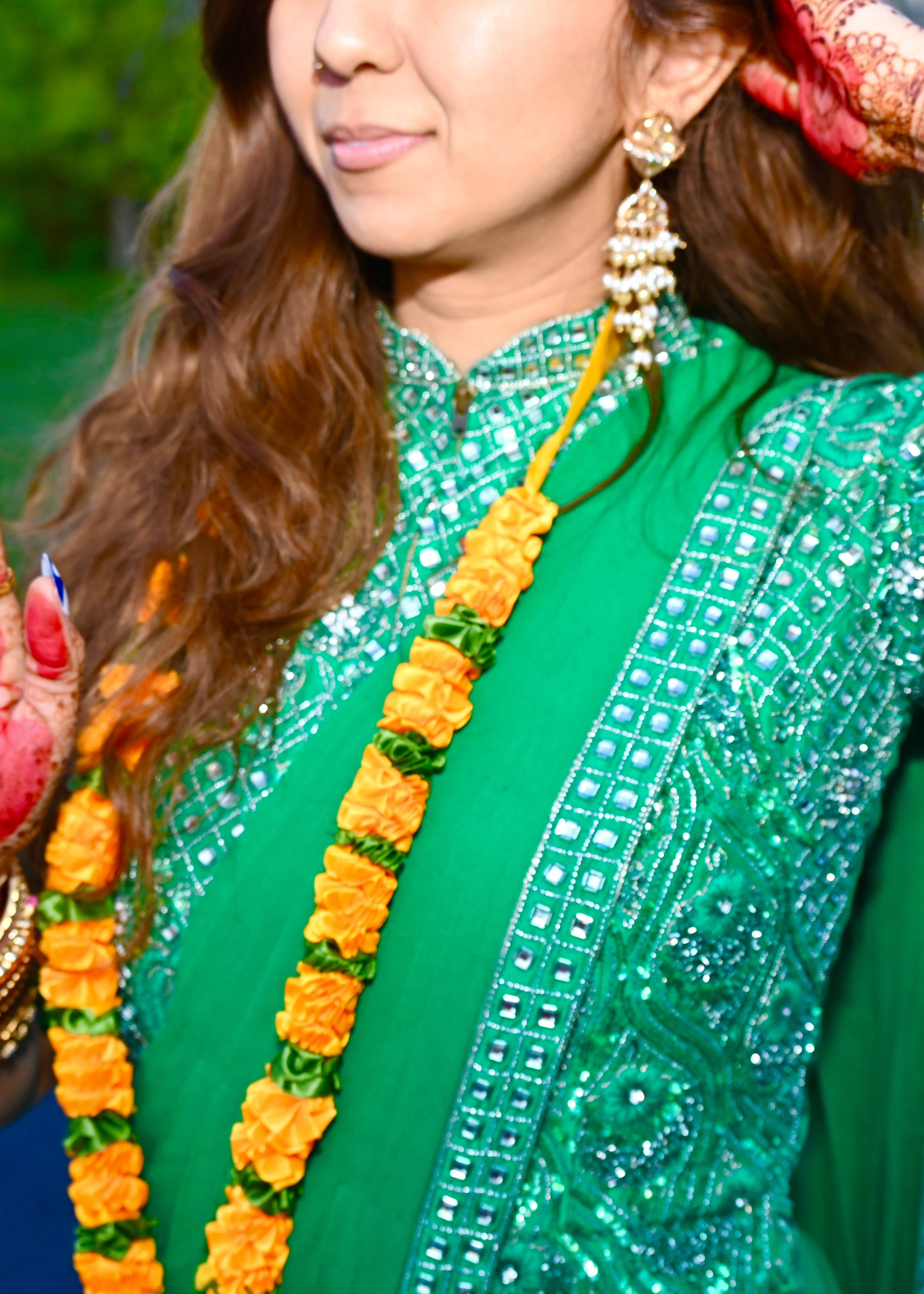 Green Embellished Pre-Draped Sari Image - 5