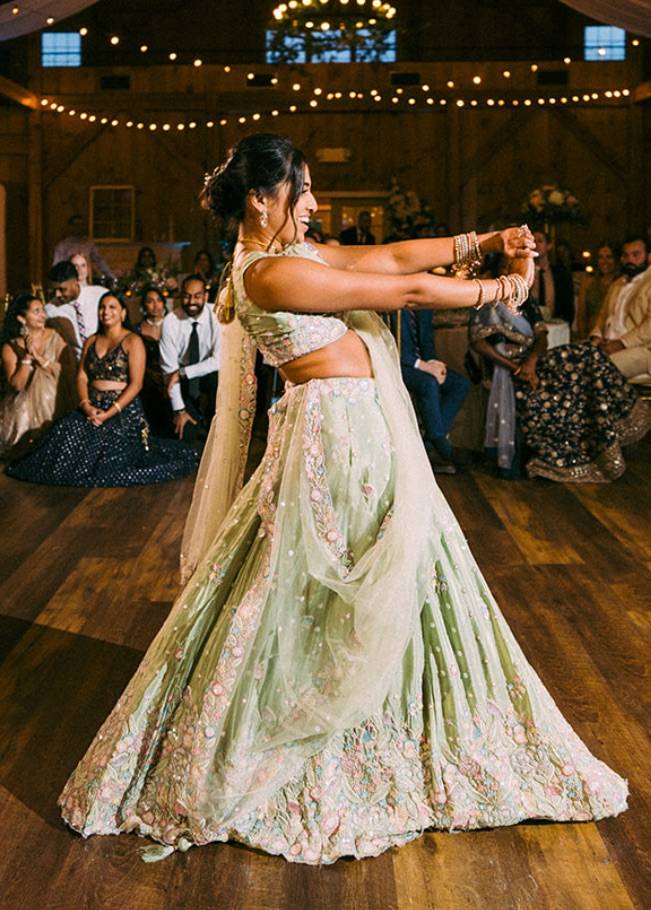Mint Green Floral Lehenga Image - 1