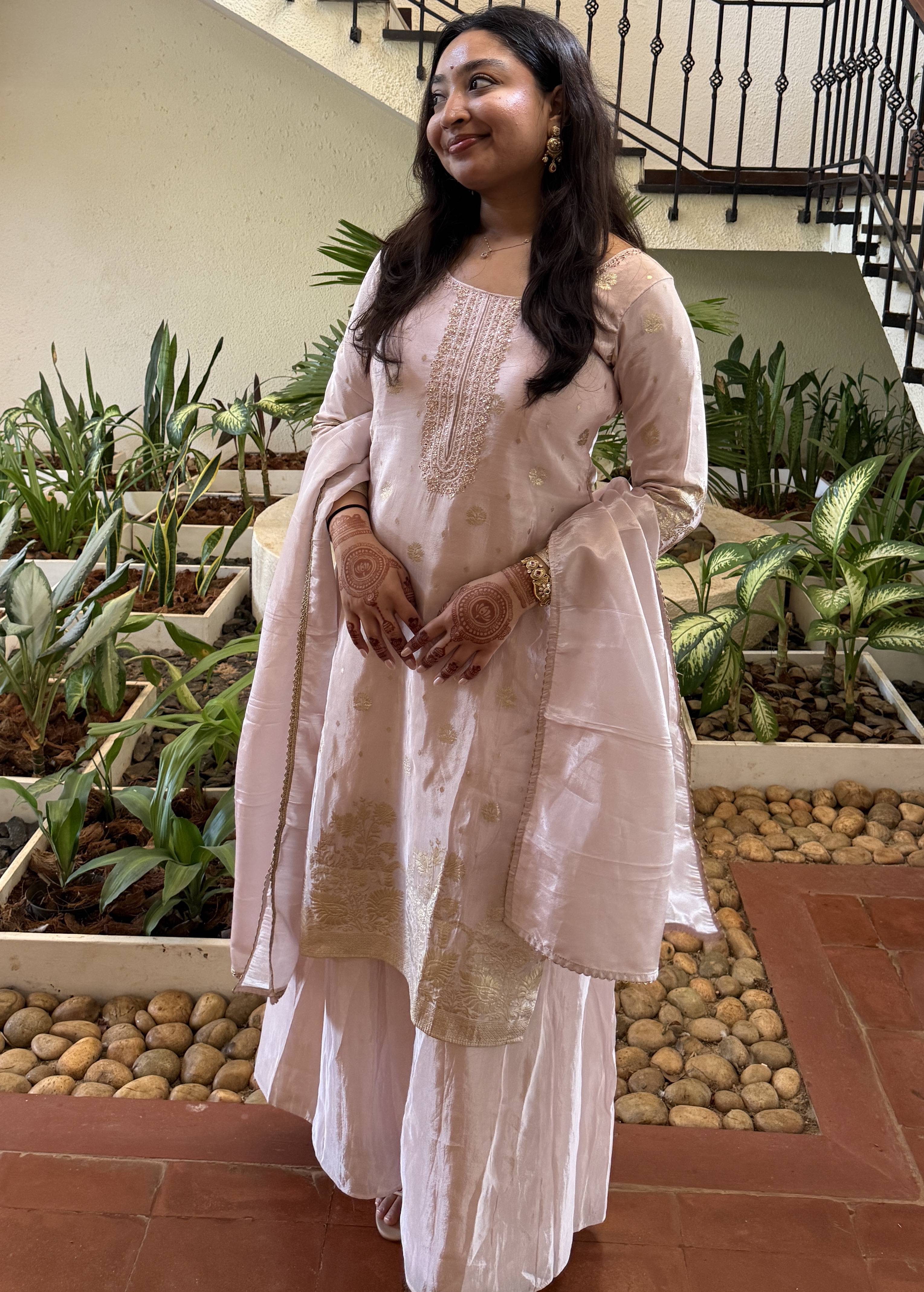 Blush Pink Gota Sharara Set Image - 0