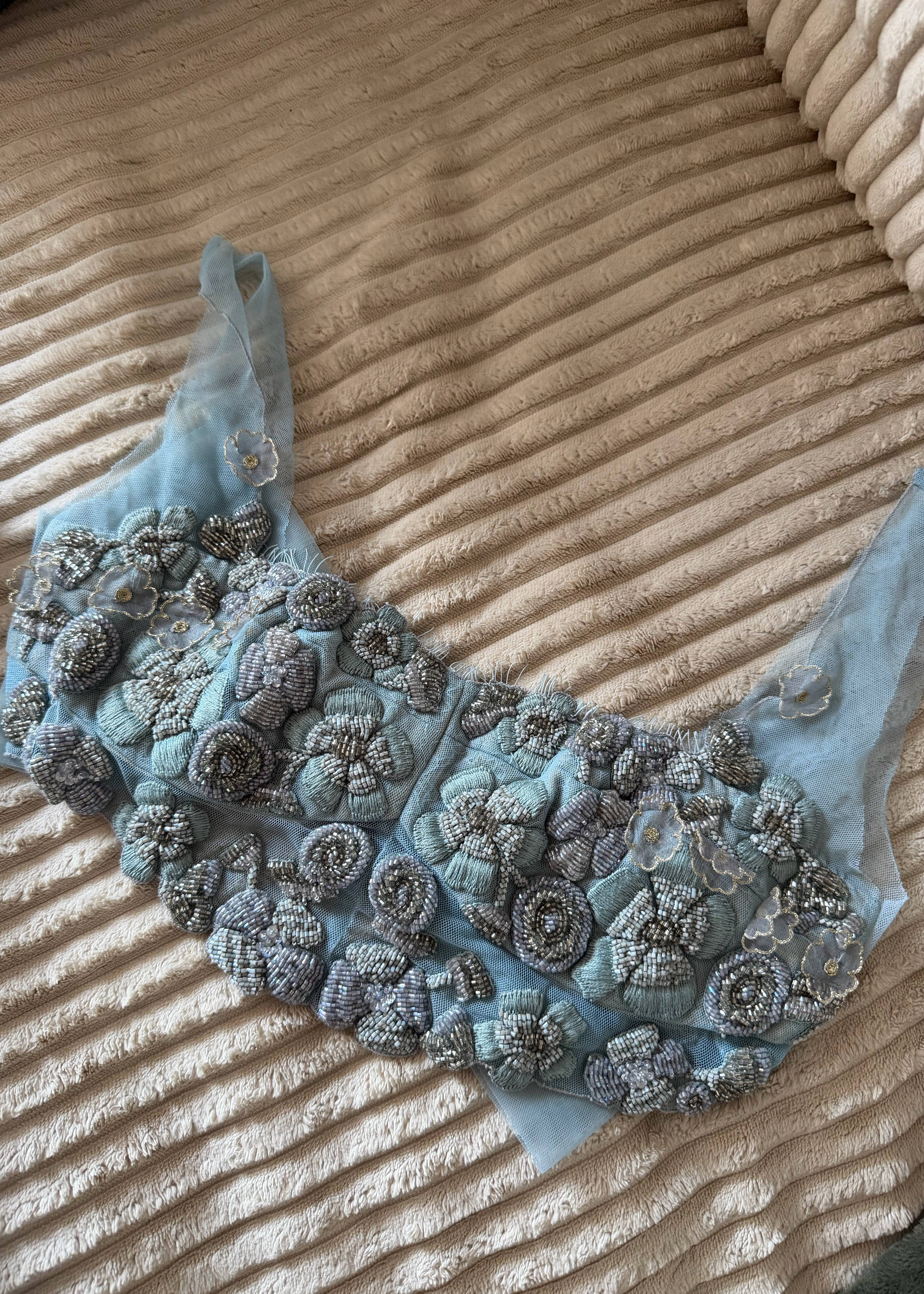 Blue Lace Sari Image - 5