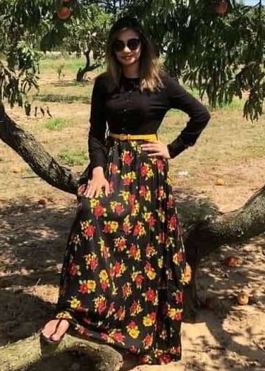 Black Floral Linen Maxi Dress Image - 0
