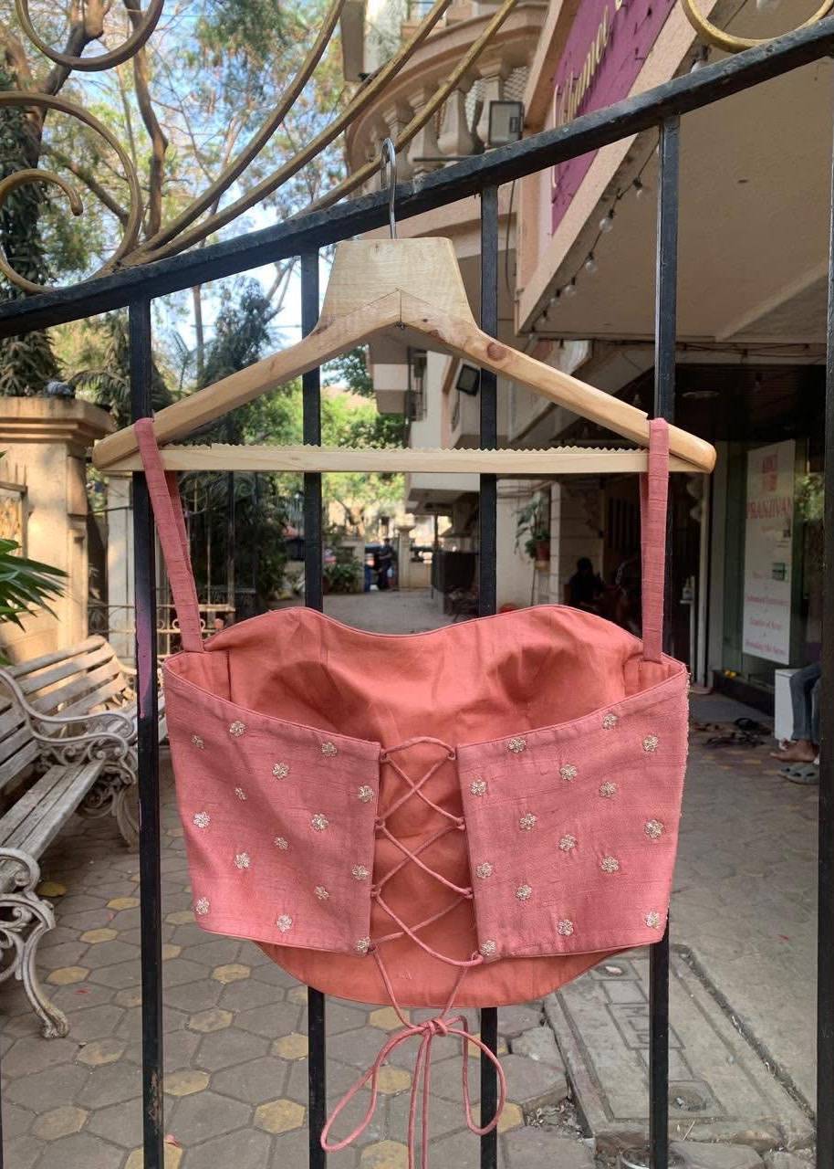 Mauve Corset Pre-Drape Sari Set Image - 1