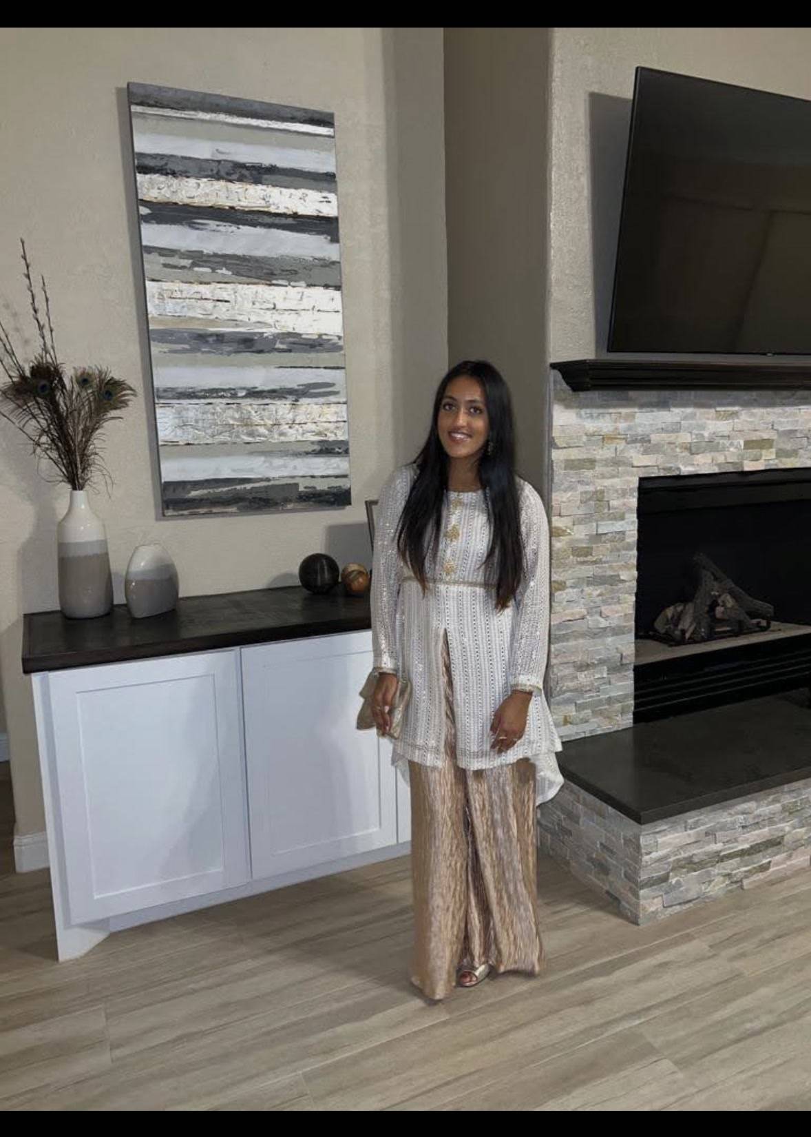 Ivory and Champagne Gharara Set Image - 1