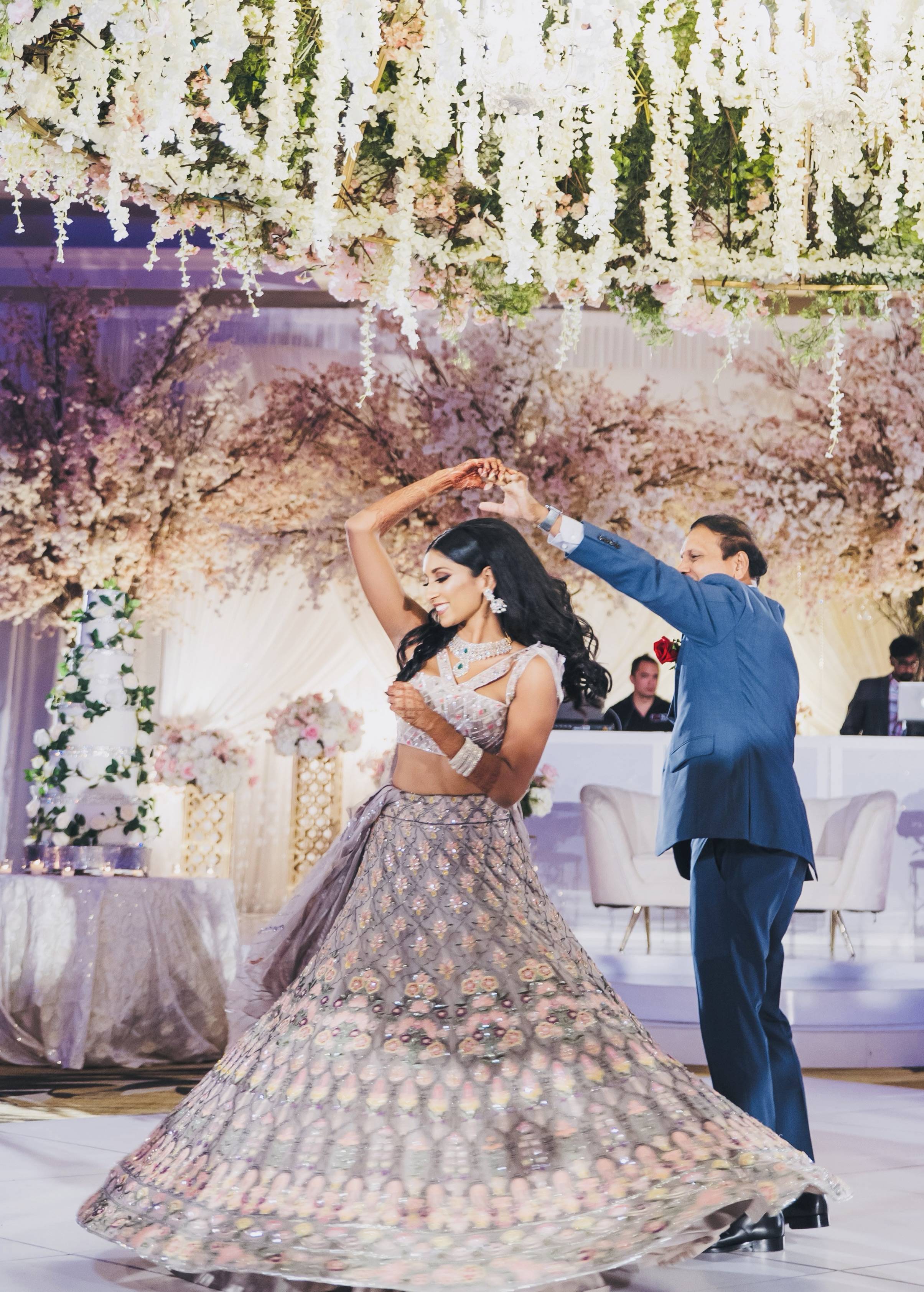 Purple Silver Floral Lehenga Image - 3
