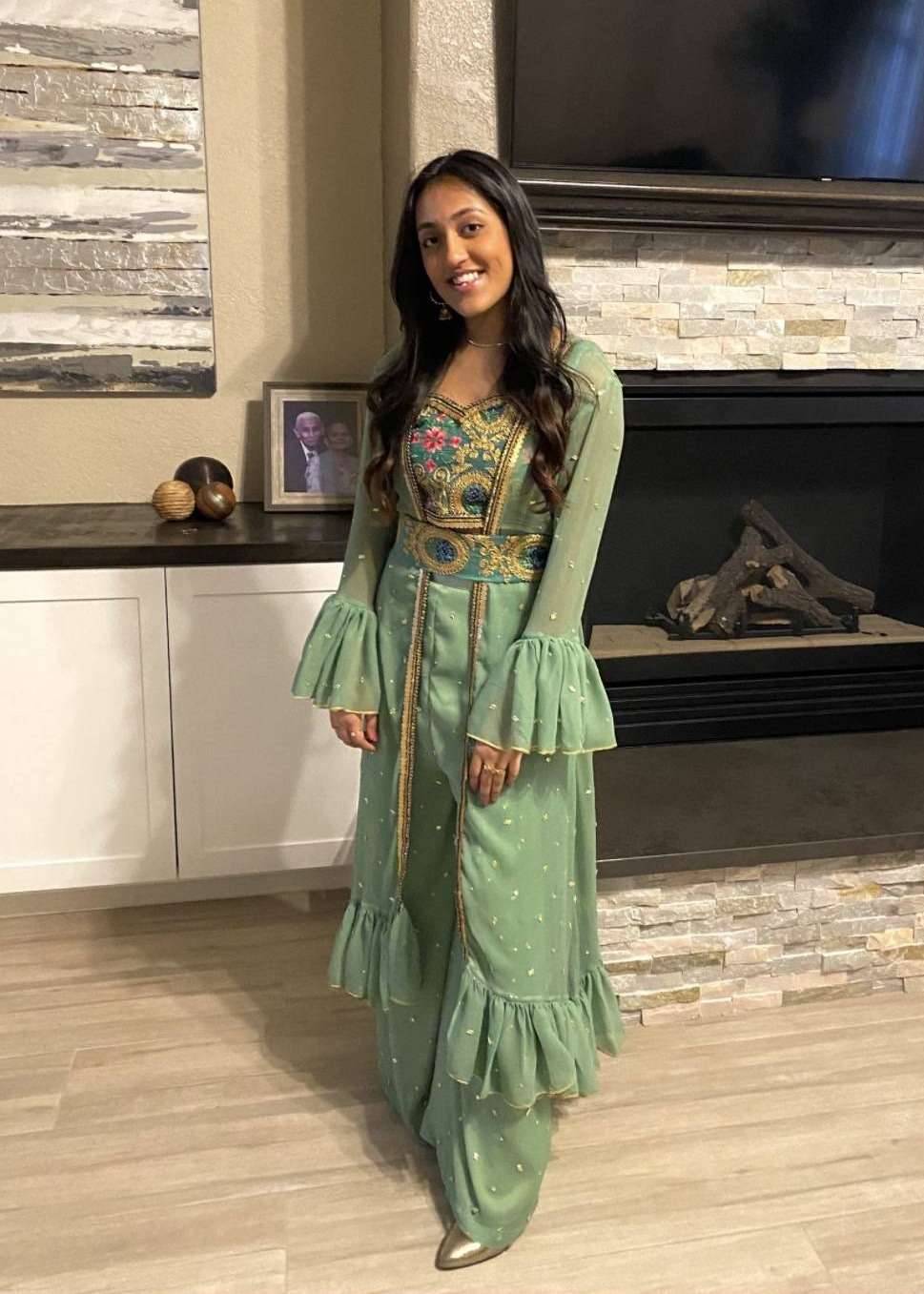 Sage Green Embroidered Jacket Set Image - 0