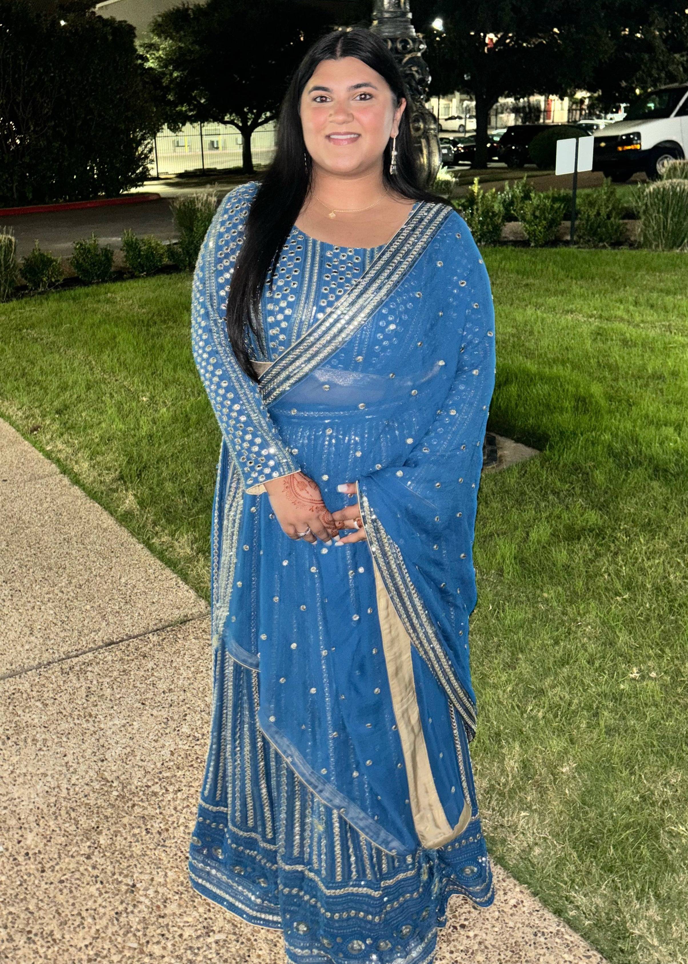 Blue Mirrorwork Lehenga Image - 0
