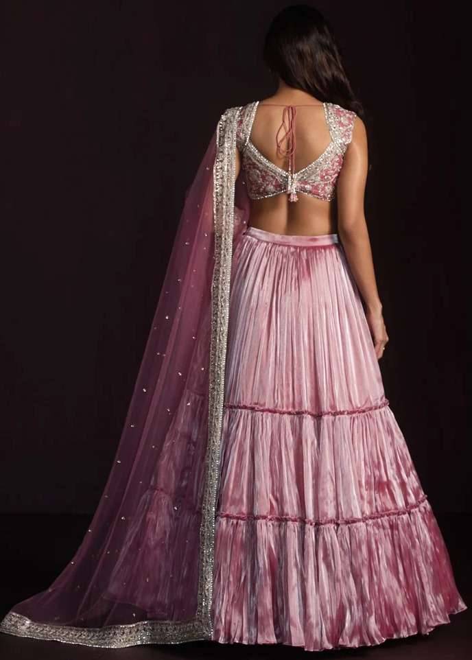 Dusty Pink Ruffled Lehenga Image - 4