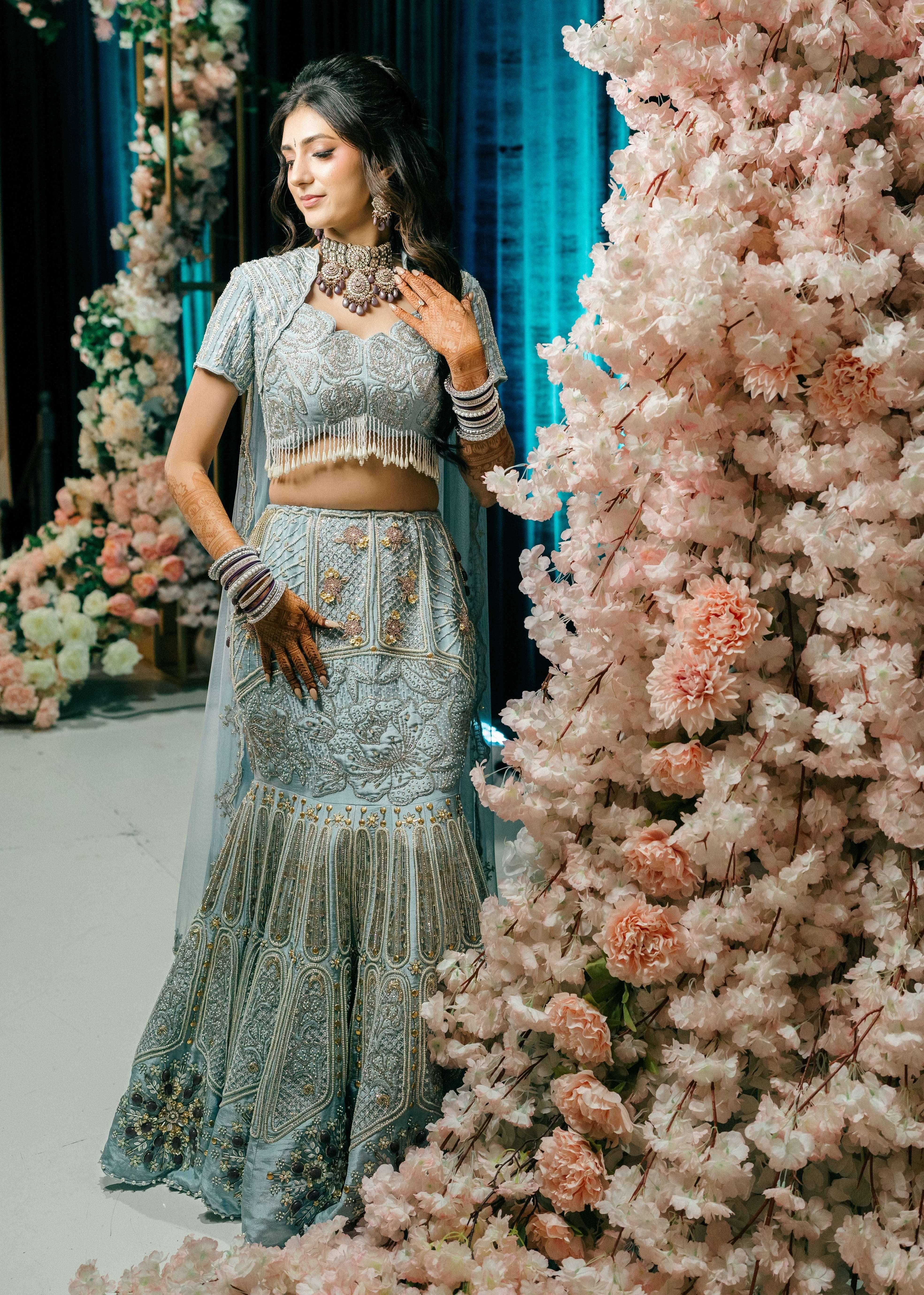 Baby Blue Mermaid Lehenga Image - 1