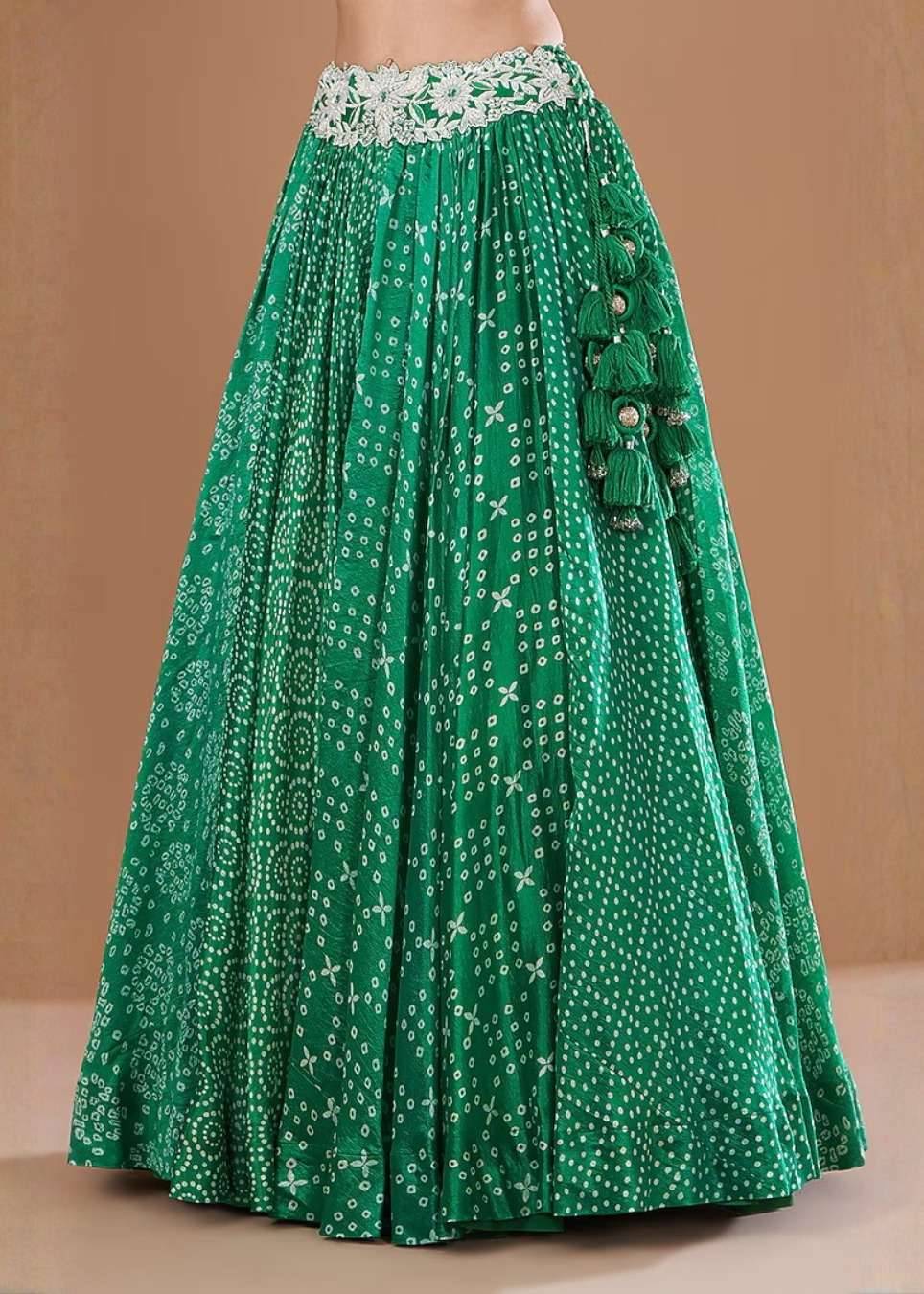 Emerald Bandhani Print Lehenga Image - 4