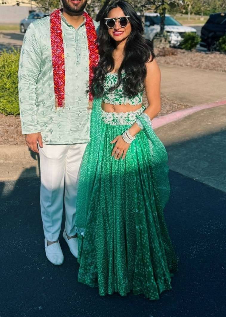 Emerald Bandhani Print Lehenga Image - 0