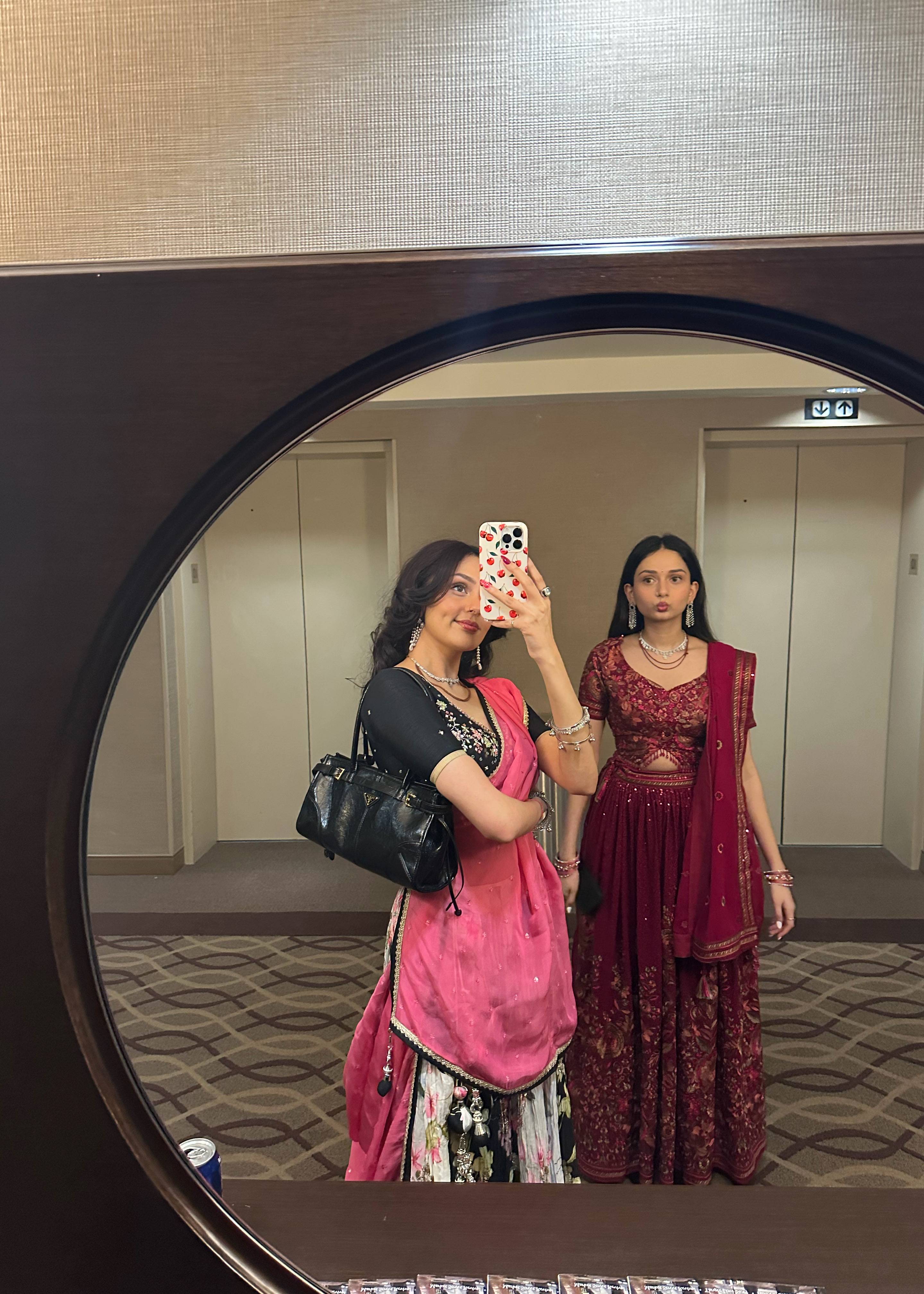 Maroon Floral Sequin Lehenga Image - 2