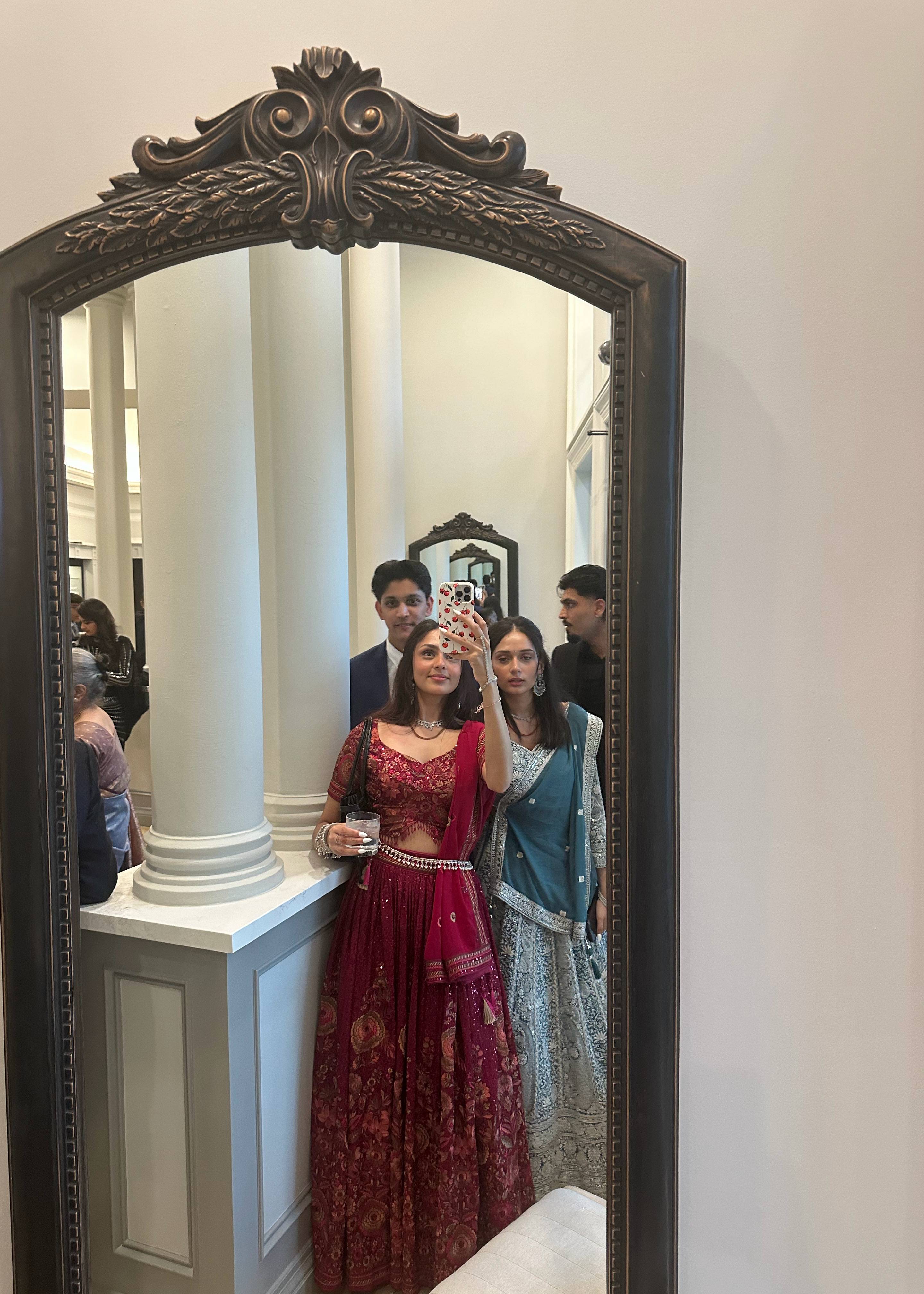 Maroon Floral Sequin Lehenga Image - 3