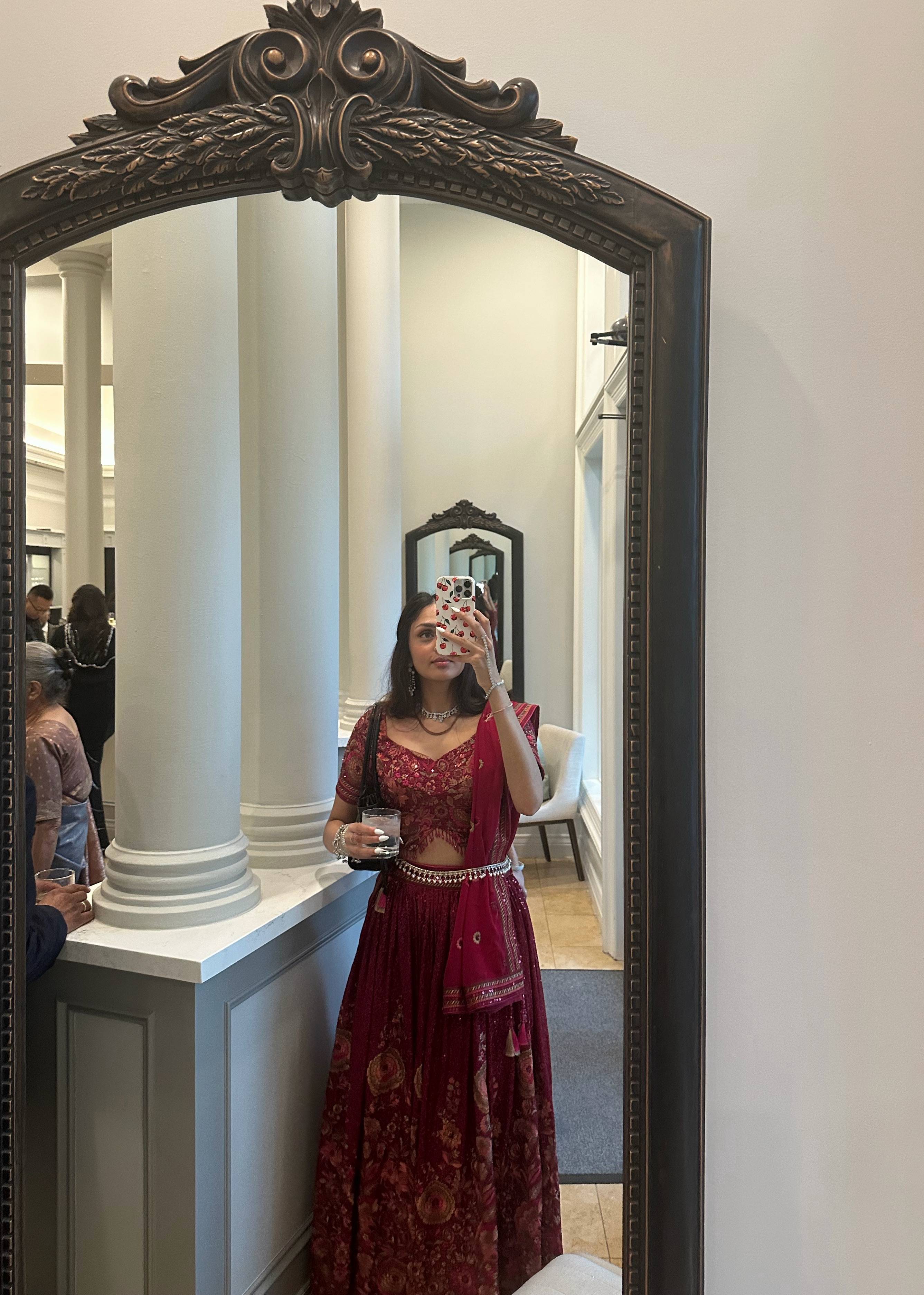 Maroon Floral Sequin Lehenga Image - 1