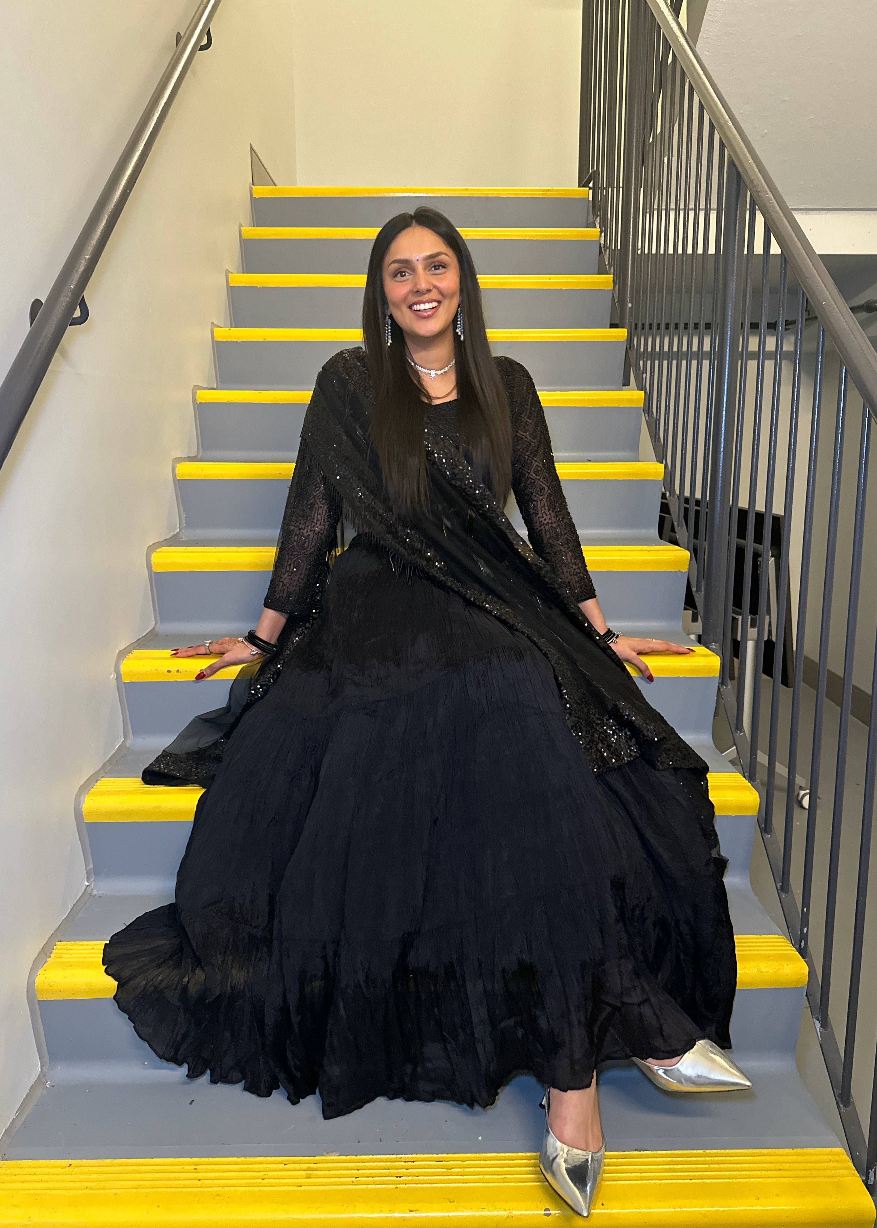 Black Beaded Lehenga Image - 1