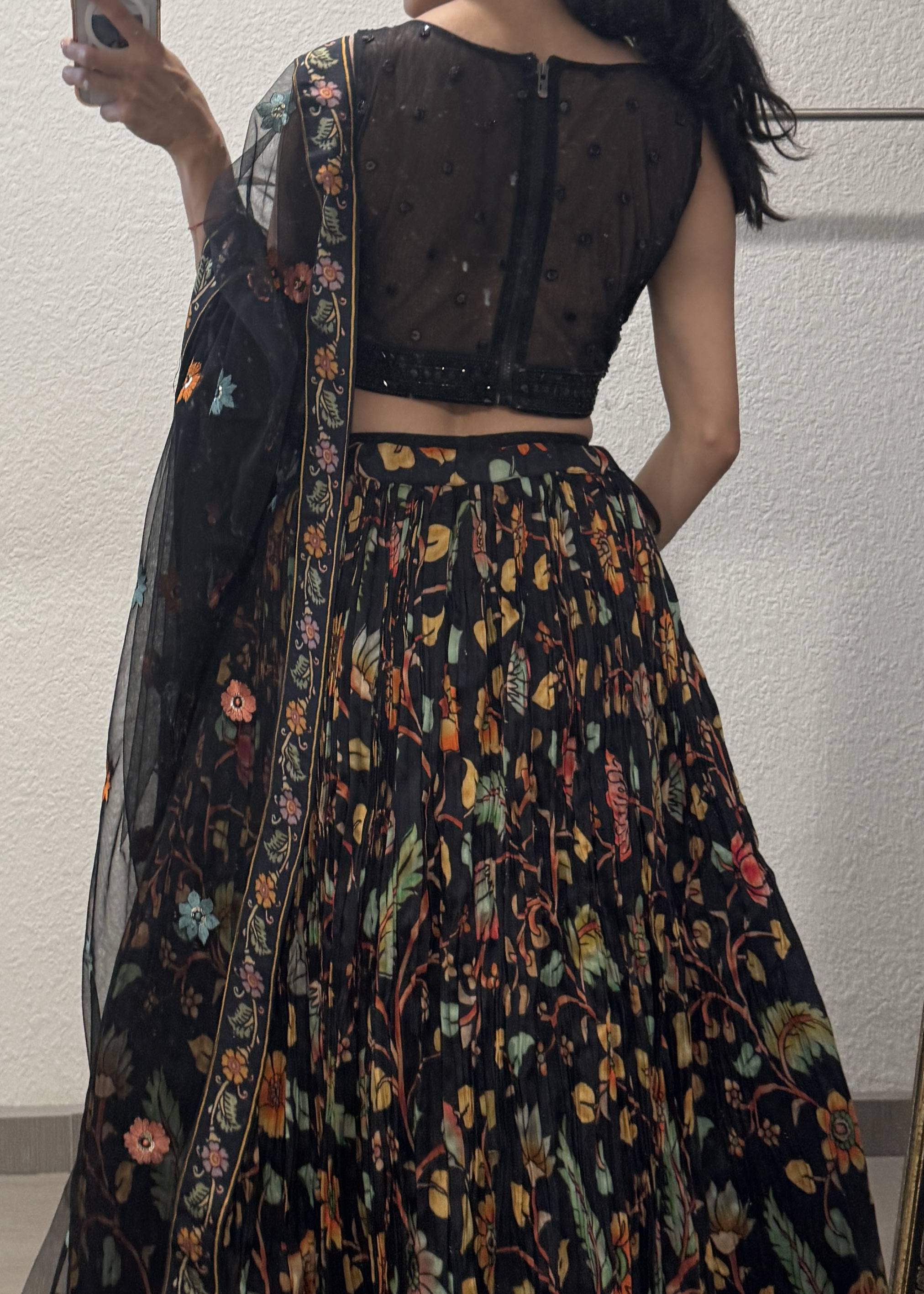 Black Floral Lehenga Image - 1