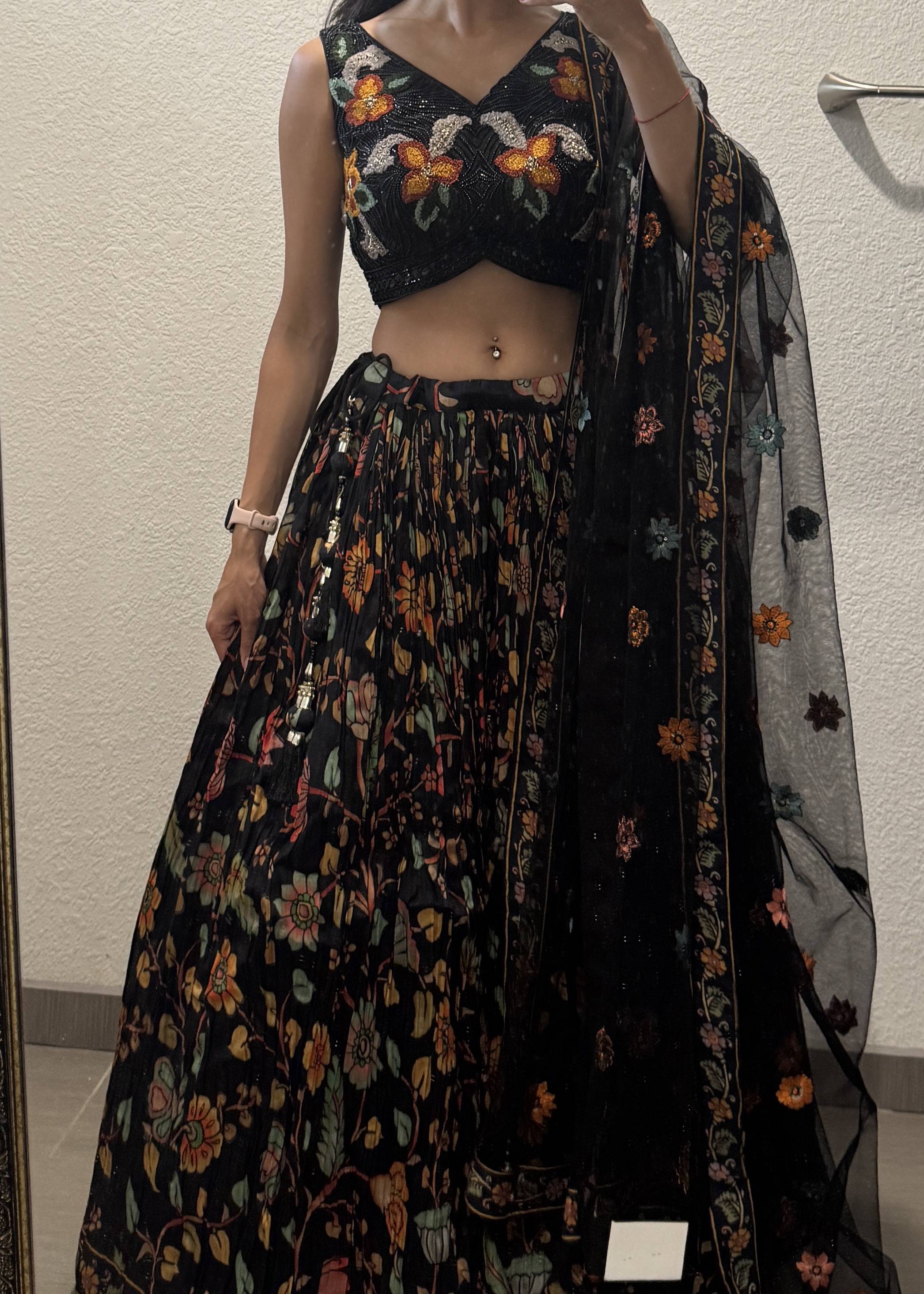 Black Floral Lehenga Image - 2