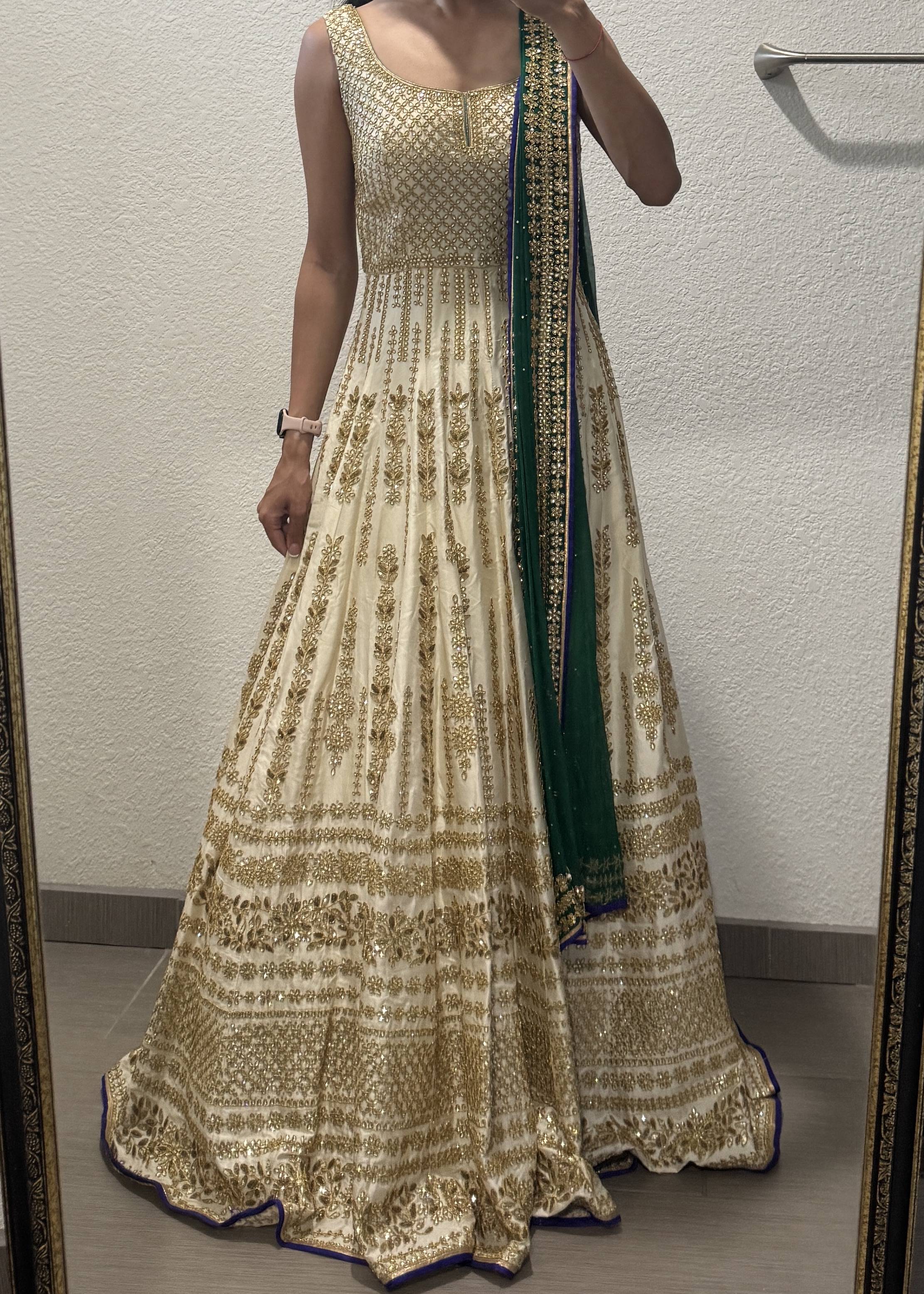 Ivory Gold-Embroidered Anarkali Image - 0