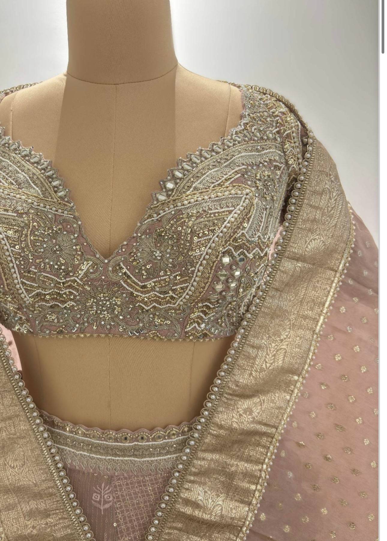 Blush Pink Embellished Lehenga Set Image - 5