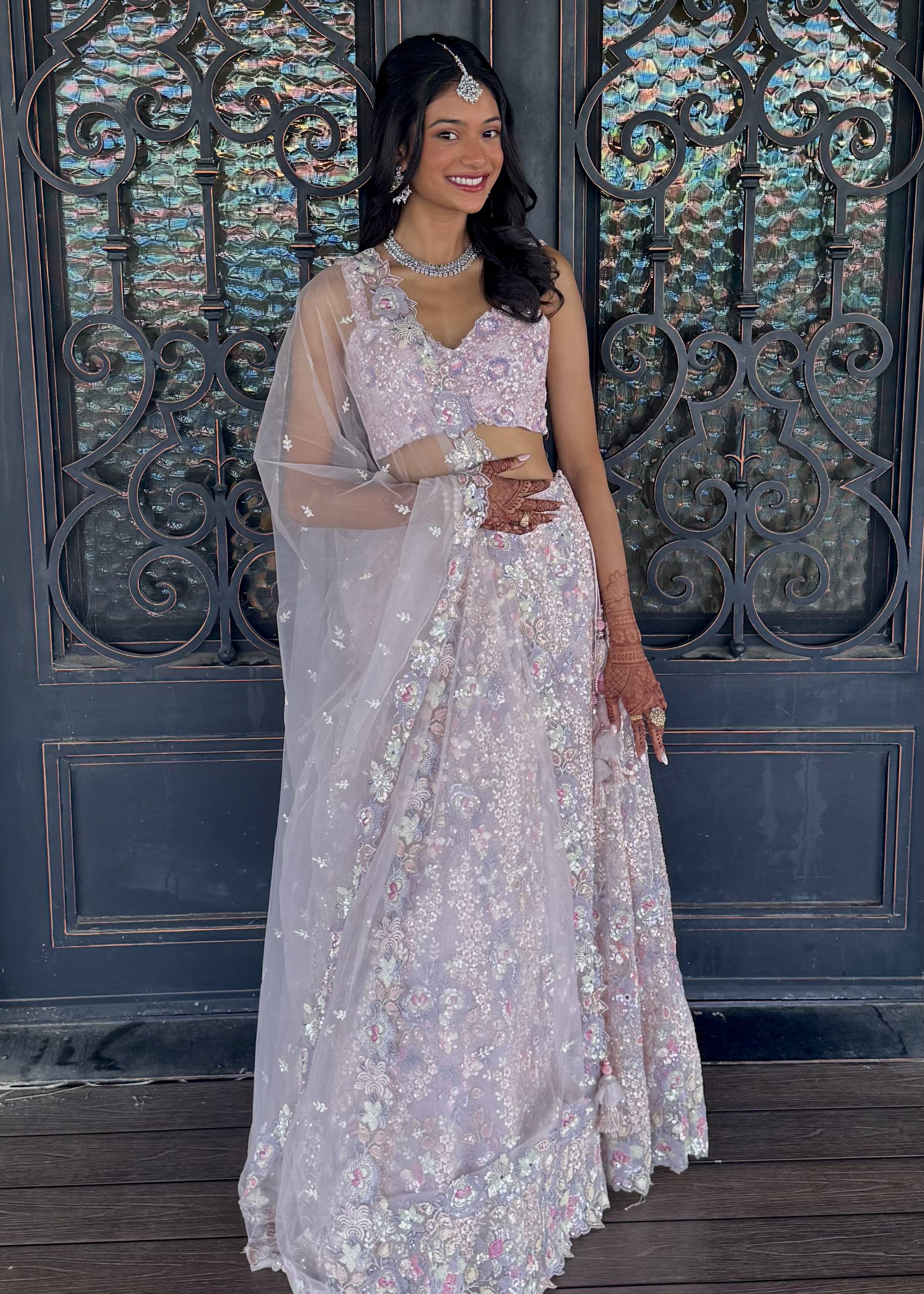 Dusty Lavender Sequin Embroidered Lehenga Image - 0
