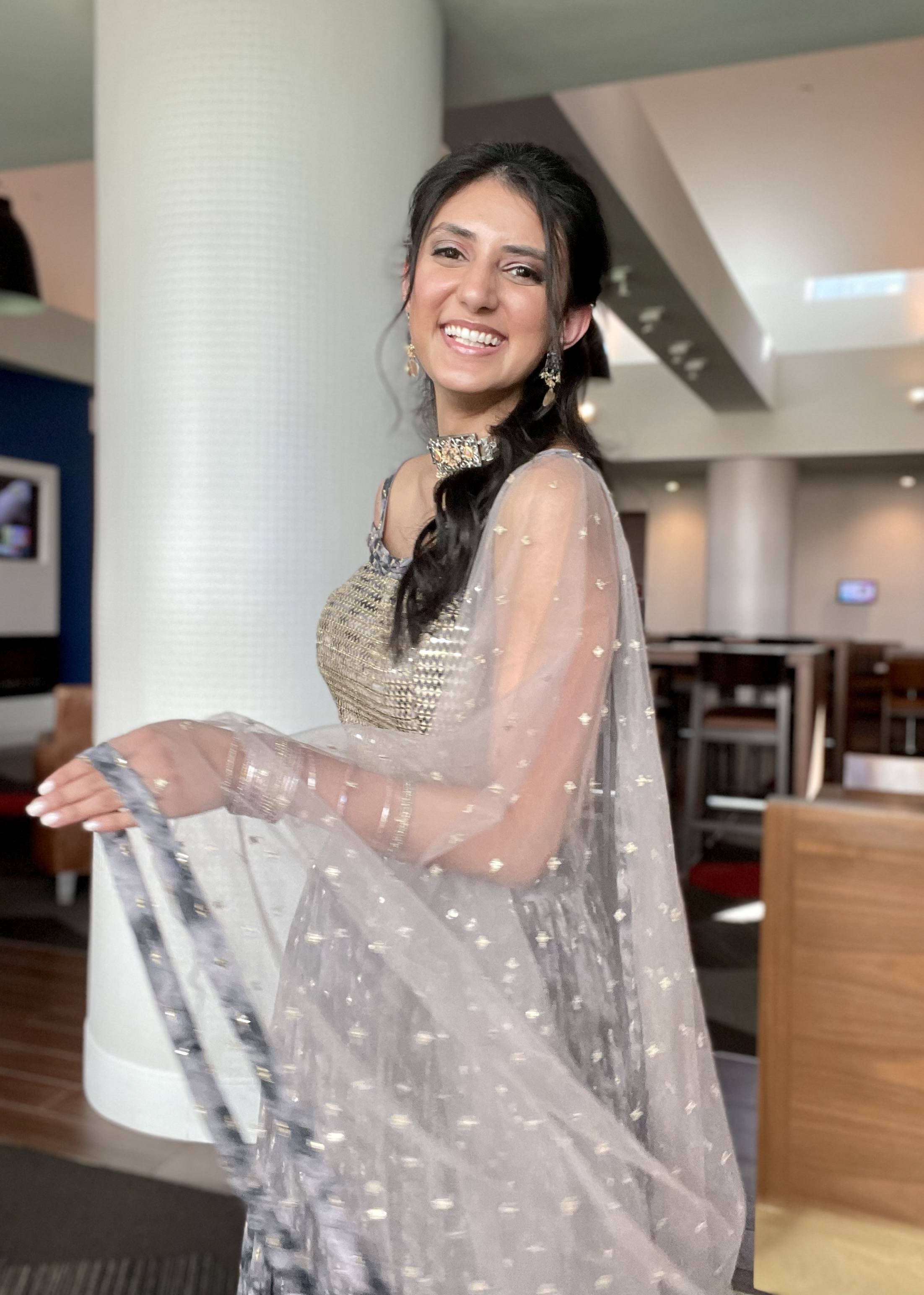 Gray Sequin Tie-Dye Lehenga Image - 3