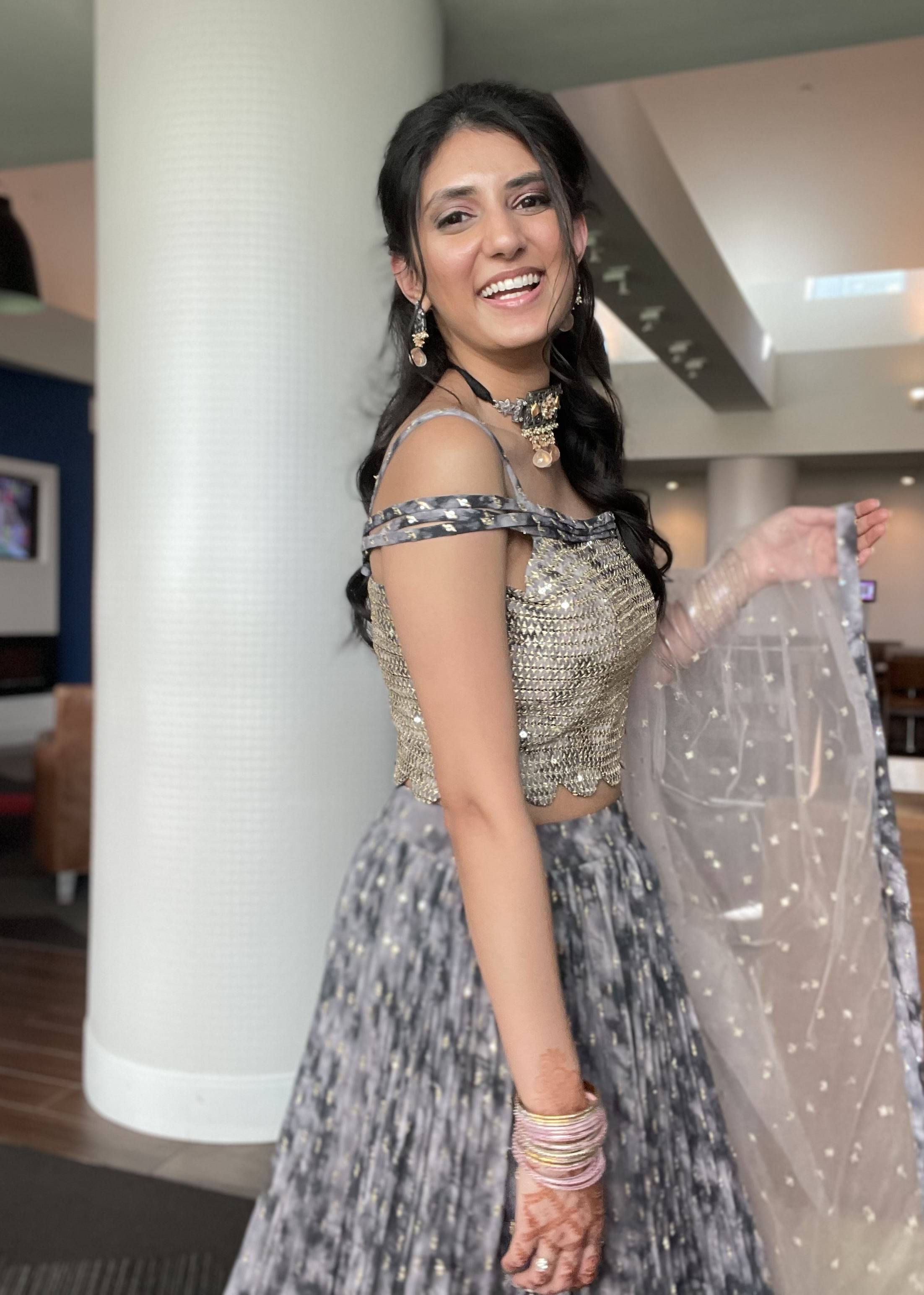 Gray Sequin Tie-Dye Lehenga Image - 1