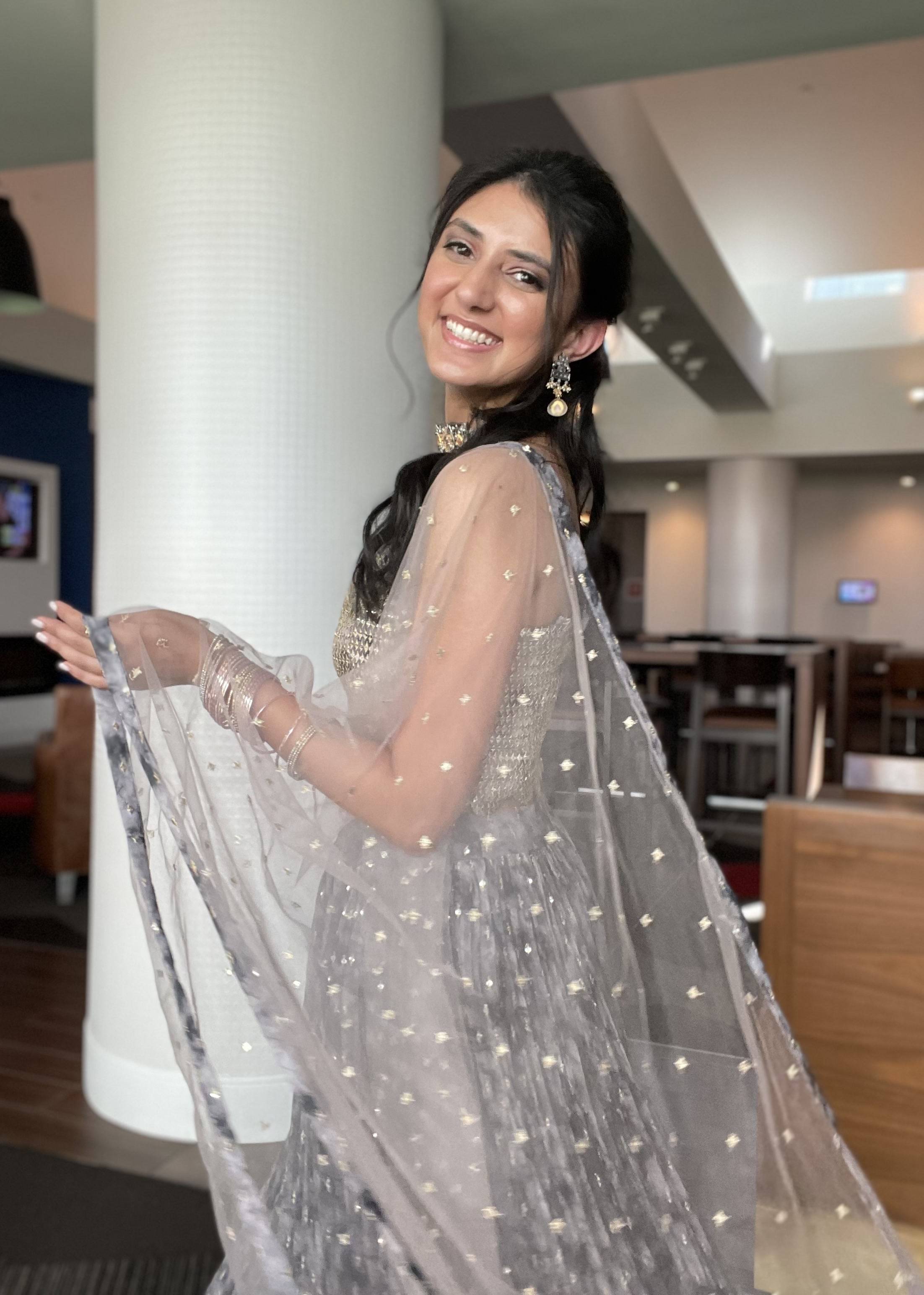 Gray Sequin Tie-Dye Lehenga Image - 2