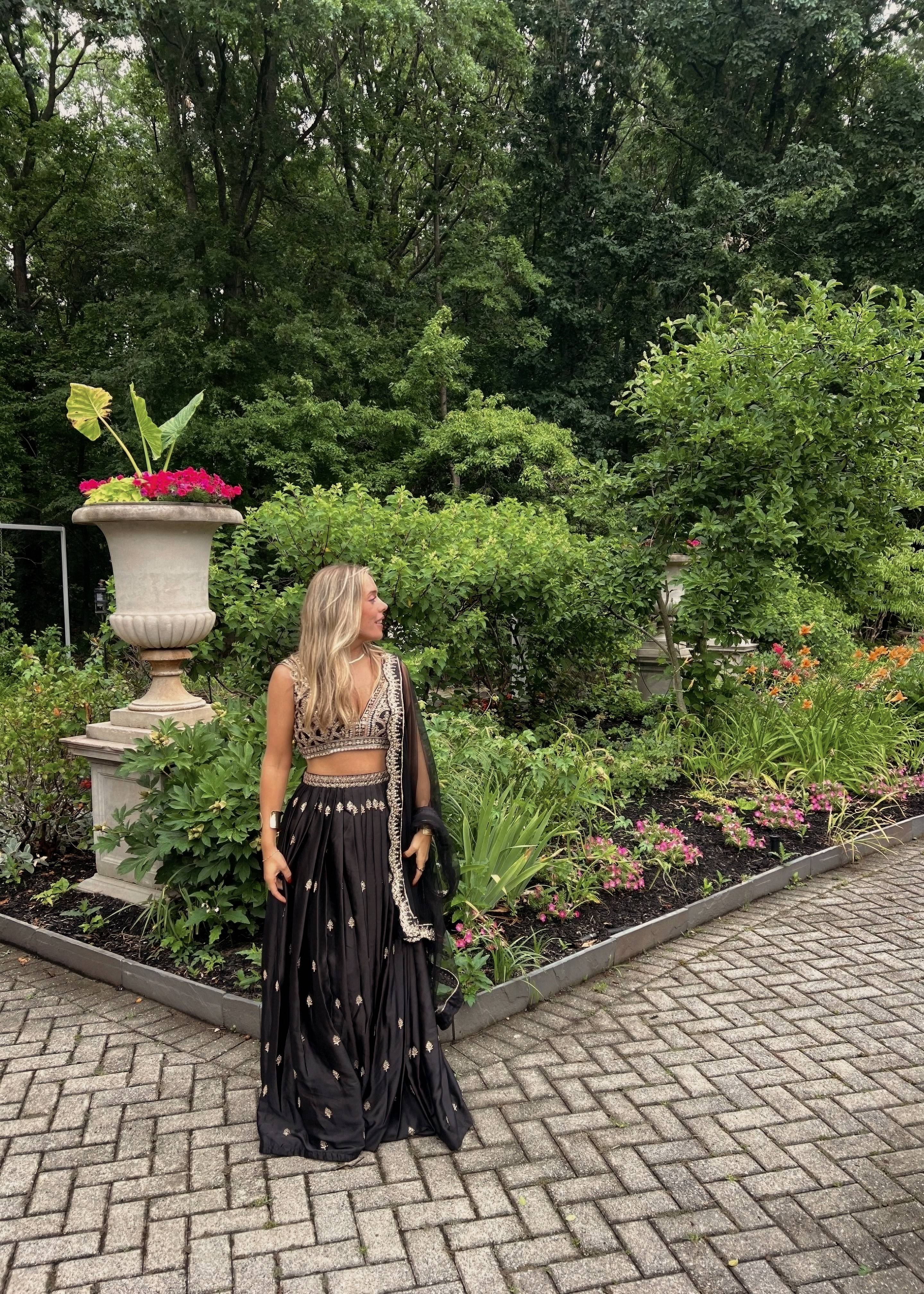 Black Silver Embroidered Lehenga Image - 2