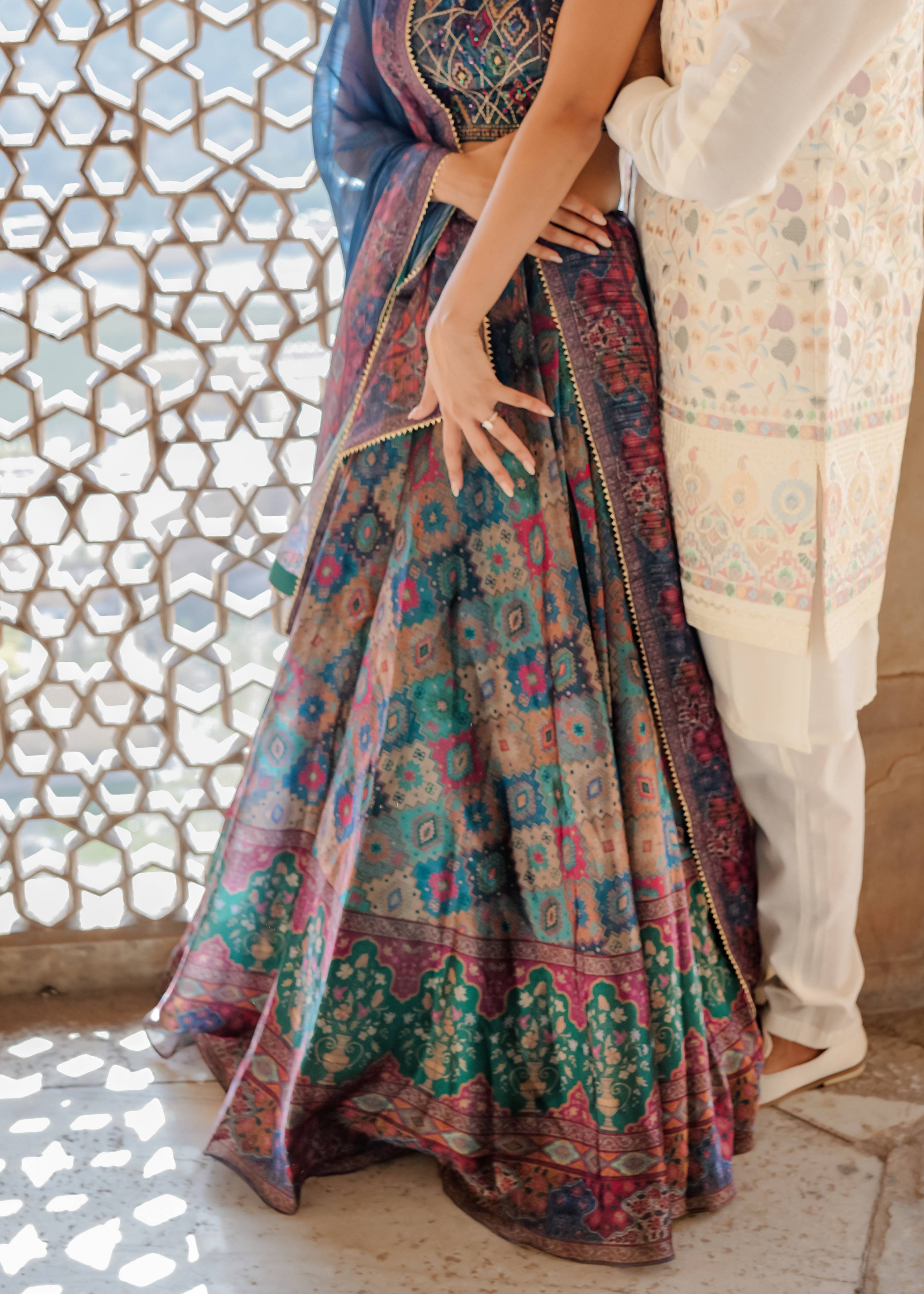 Multicolor Ikat Print Lehenga Image - 5