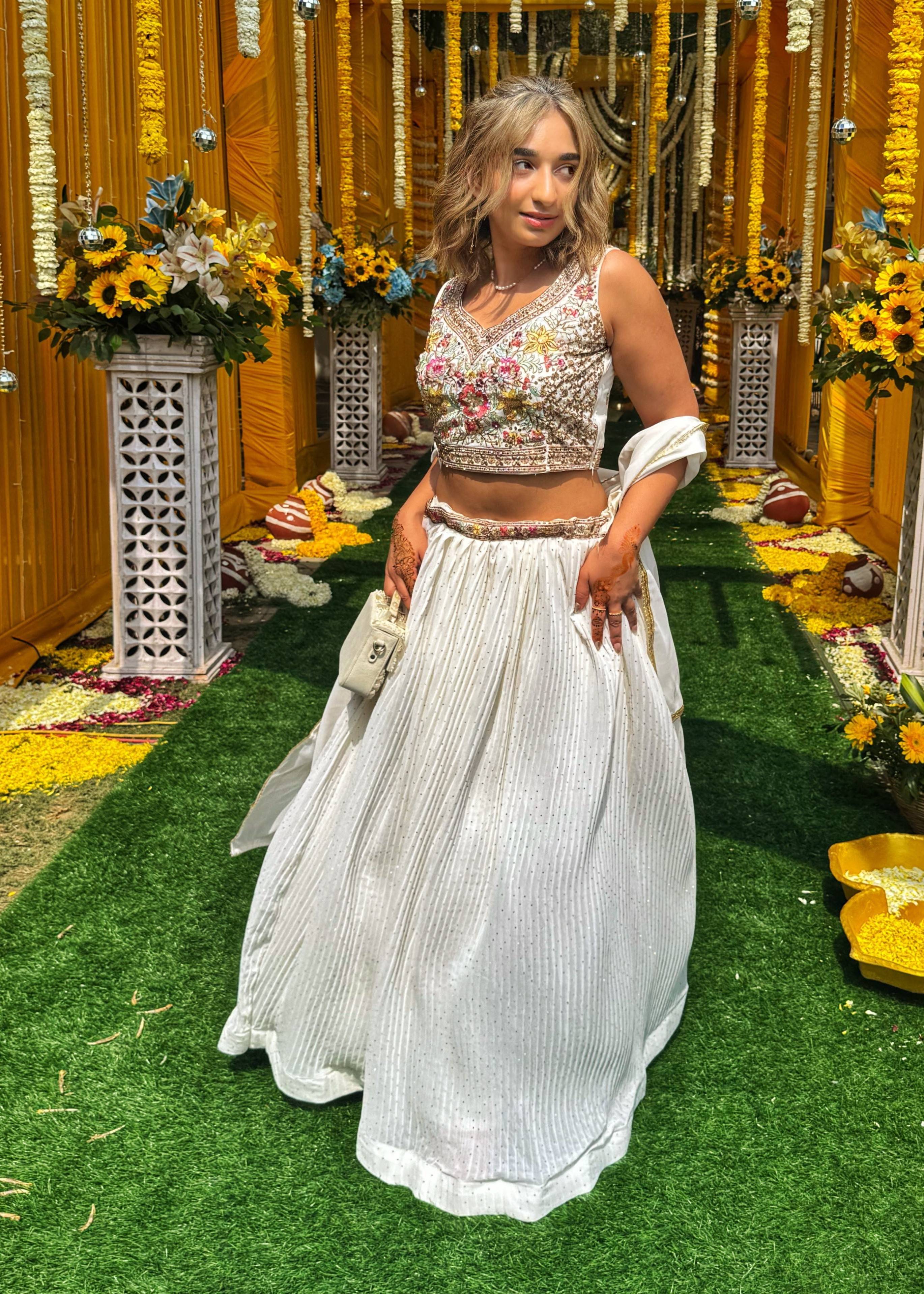 Ivory Embroidered Lehenga Image - 0