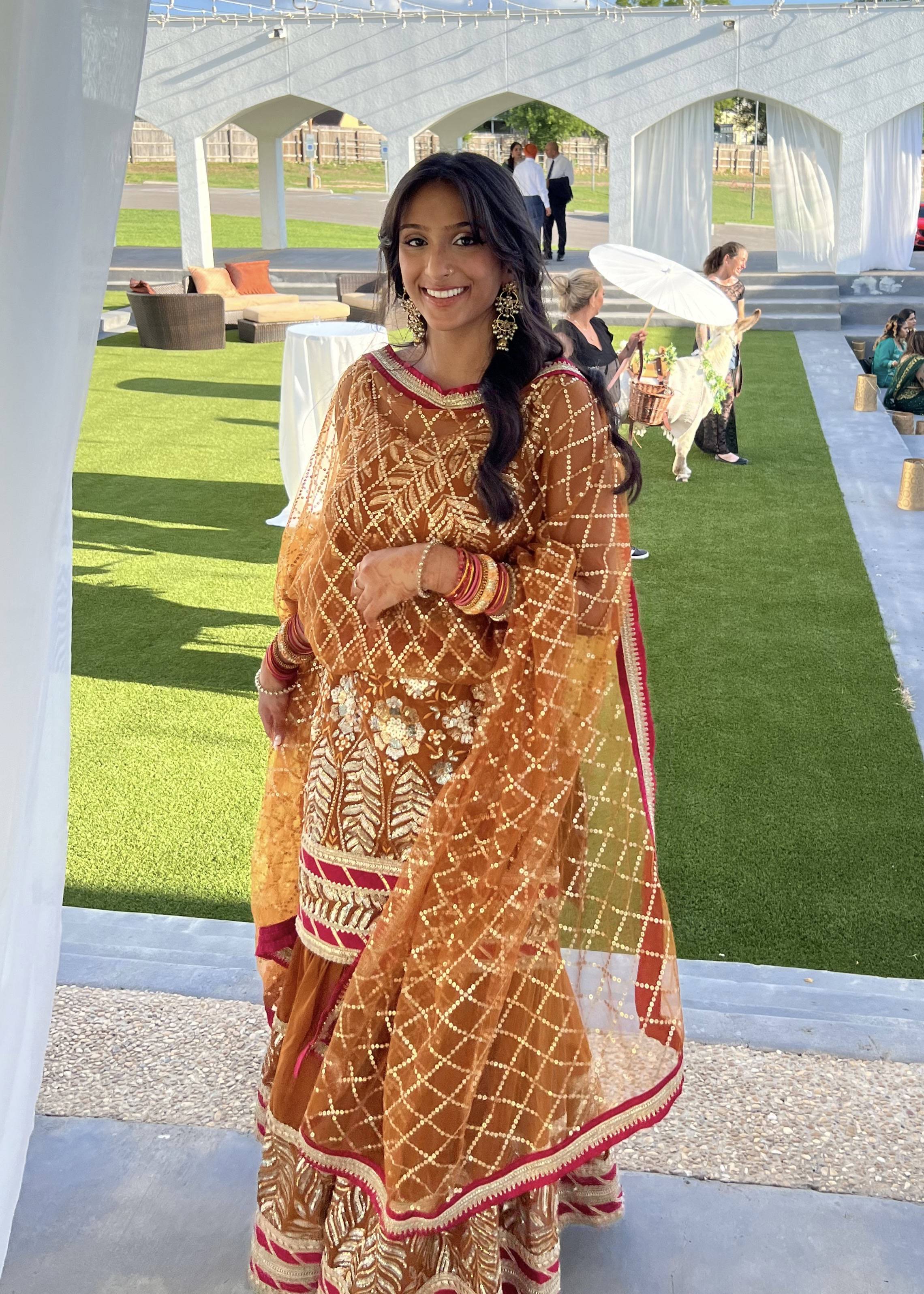 Orange Sequin Sharara Set Image - 2