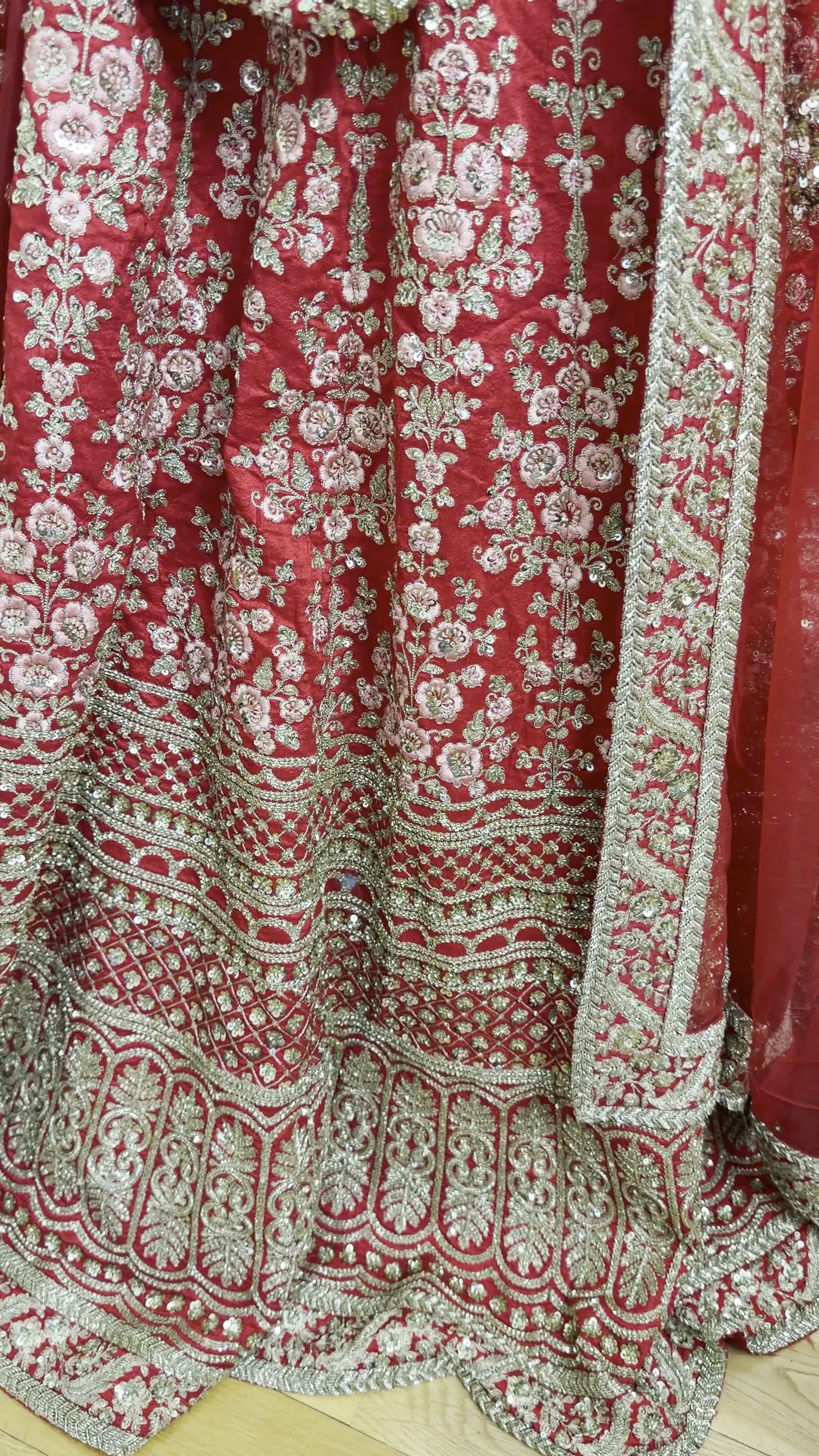 Red Embroidered Bridal Lehenga Image - 1