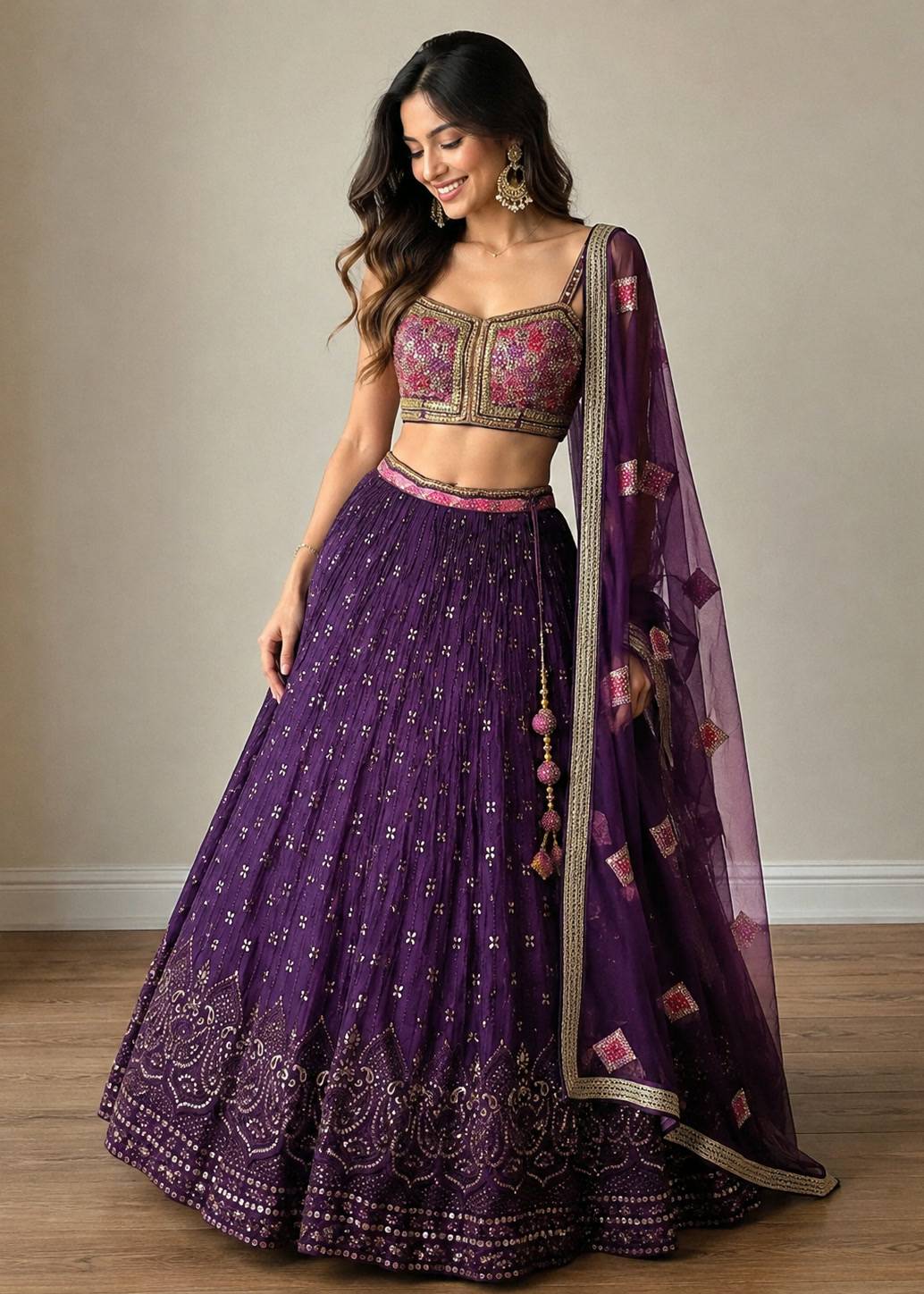 Deep Plum Lehenga Image - 0