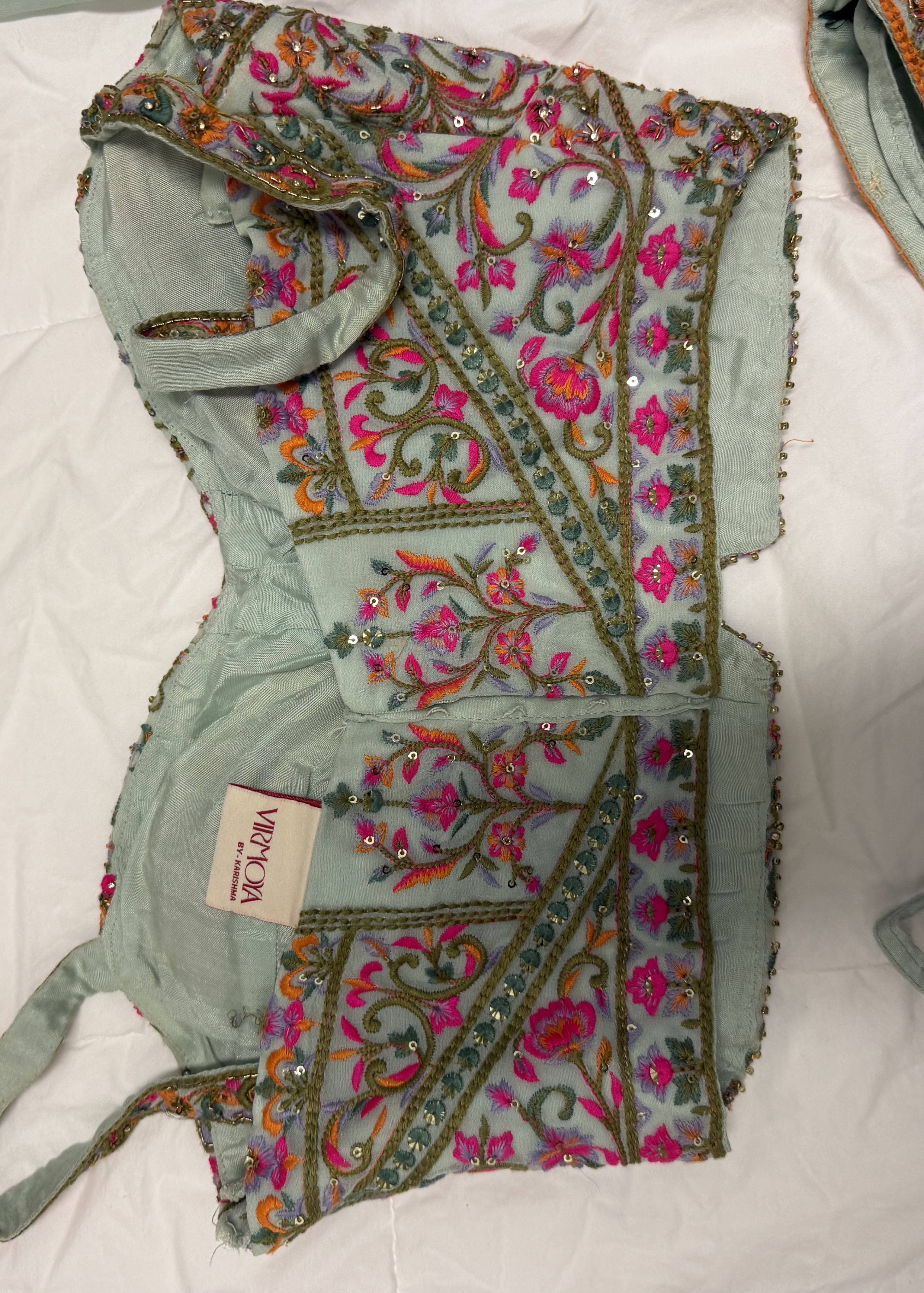Sage Green Floral Sharara Image - 1