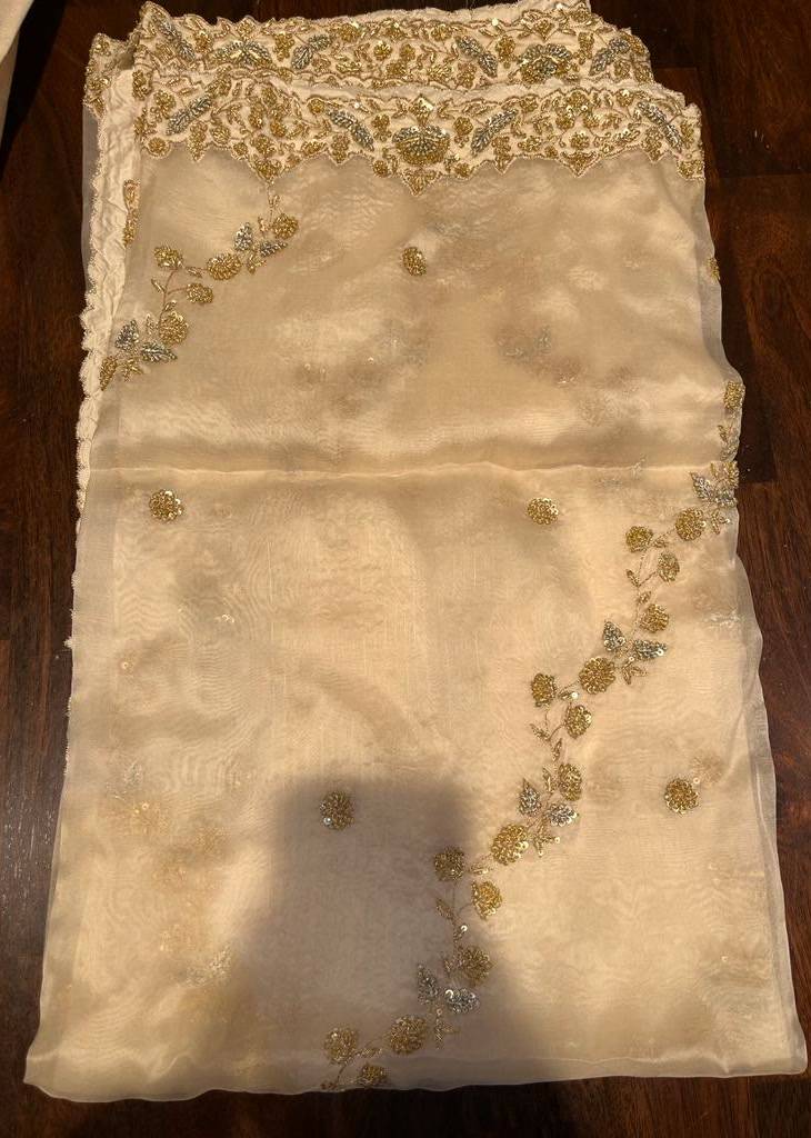 Ivory and Gold Bridal Lehenga Image - 4