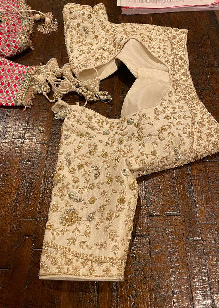 Ivory and Gold Bridal Lehenga Image - 3