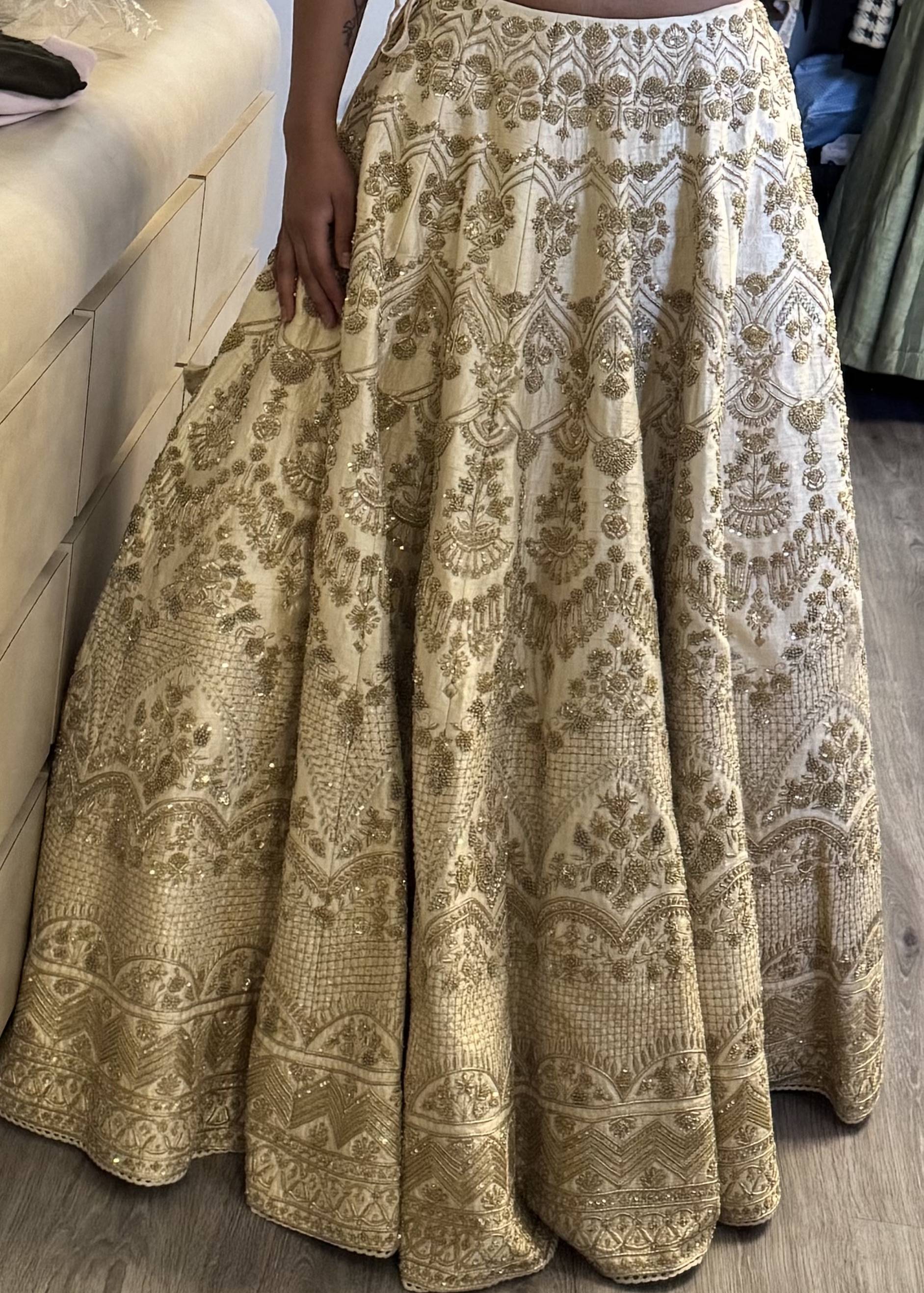 Ivory and Gold Bridal Lehenga Image - 2