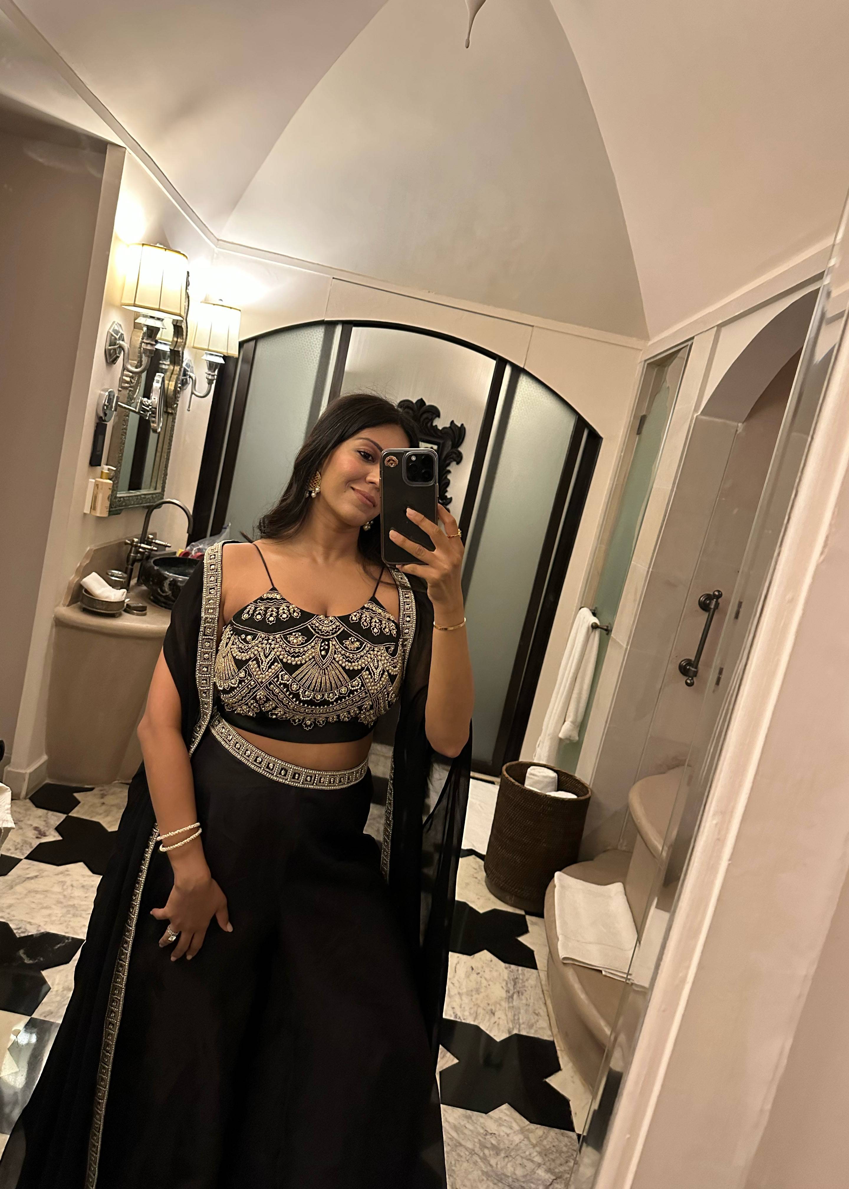 Black Embellished Sharara Set Image - 2