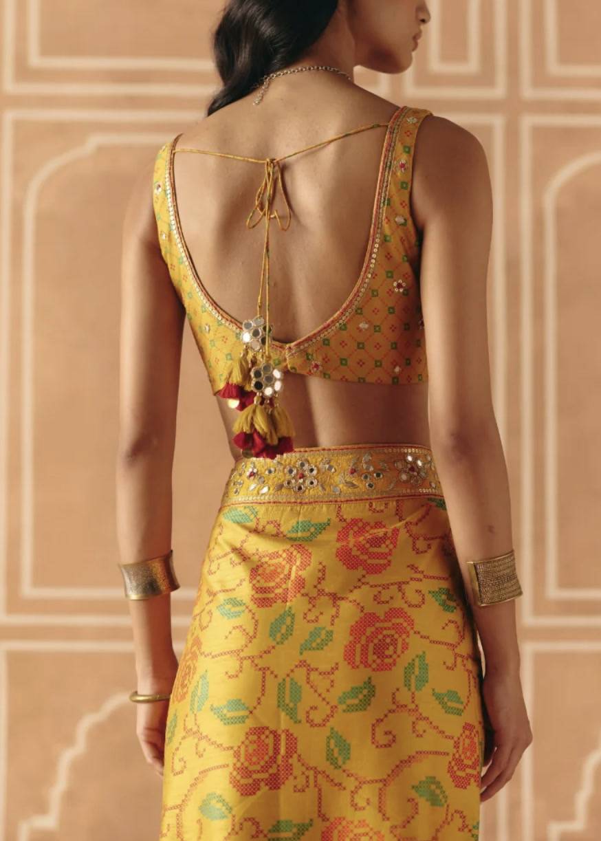 Saffron Orange Mirror Work Co-Ord Set Image - 5