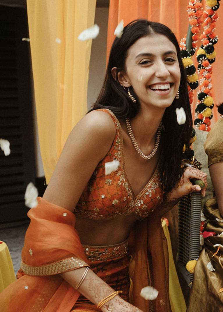 Saffron Orange Mirror Work Co-Ord Set Image - 2