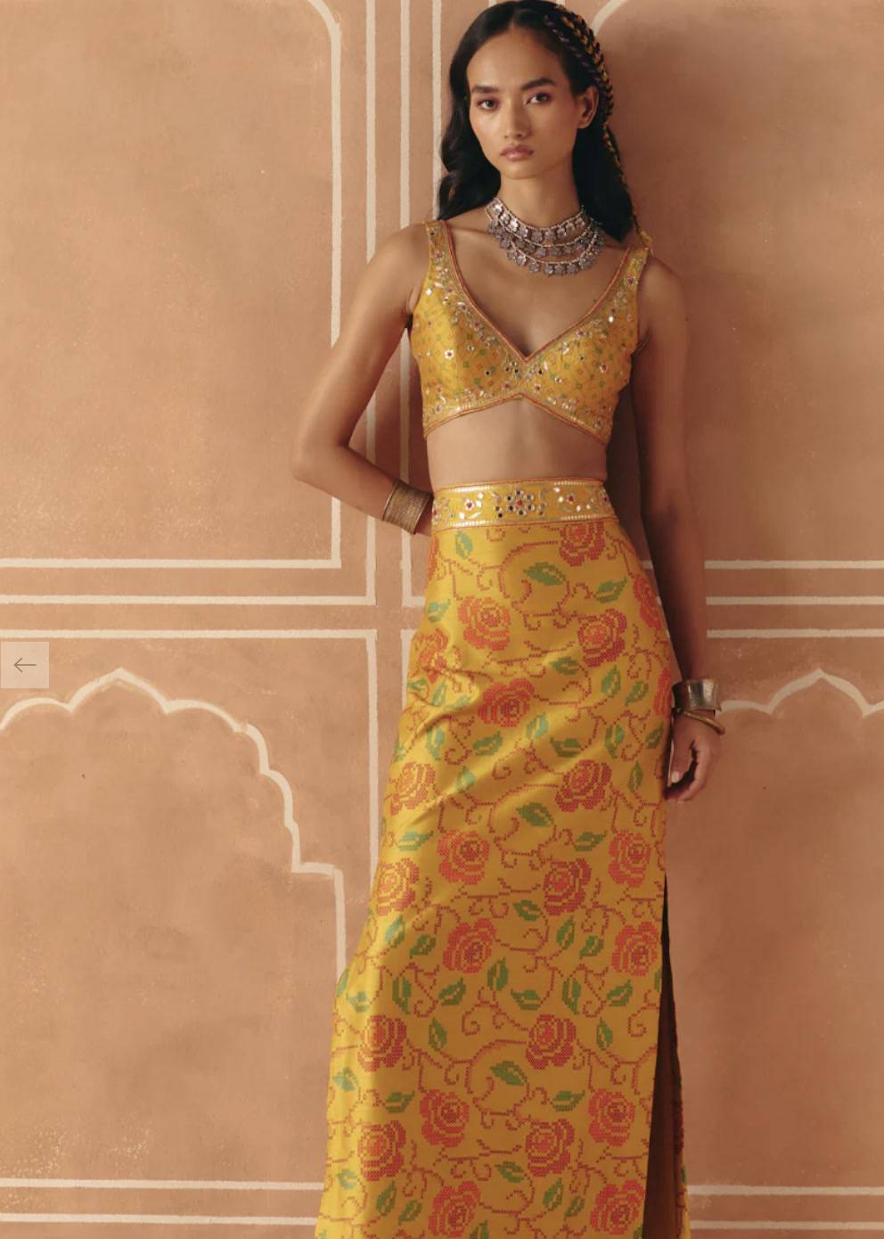 Saffron Orange Mirror Work Co-Ord Set Image - 4