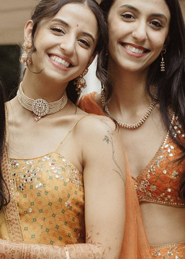 Saffron Orange Mirror Work Co-Ord Set Image - 3