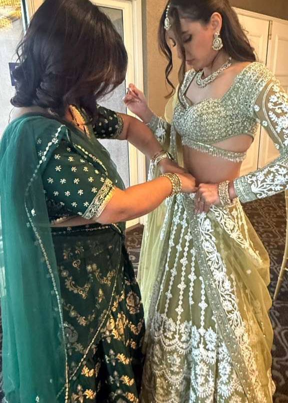 Sage Green Embellished Lehenga Image - 4