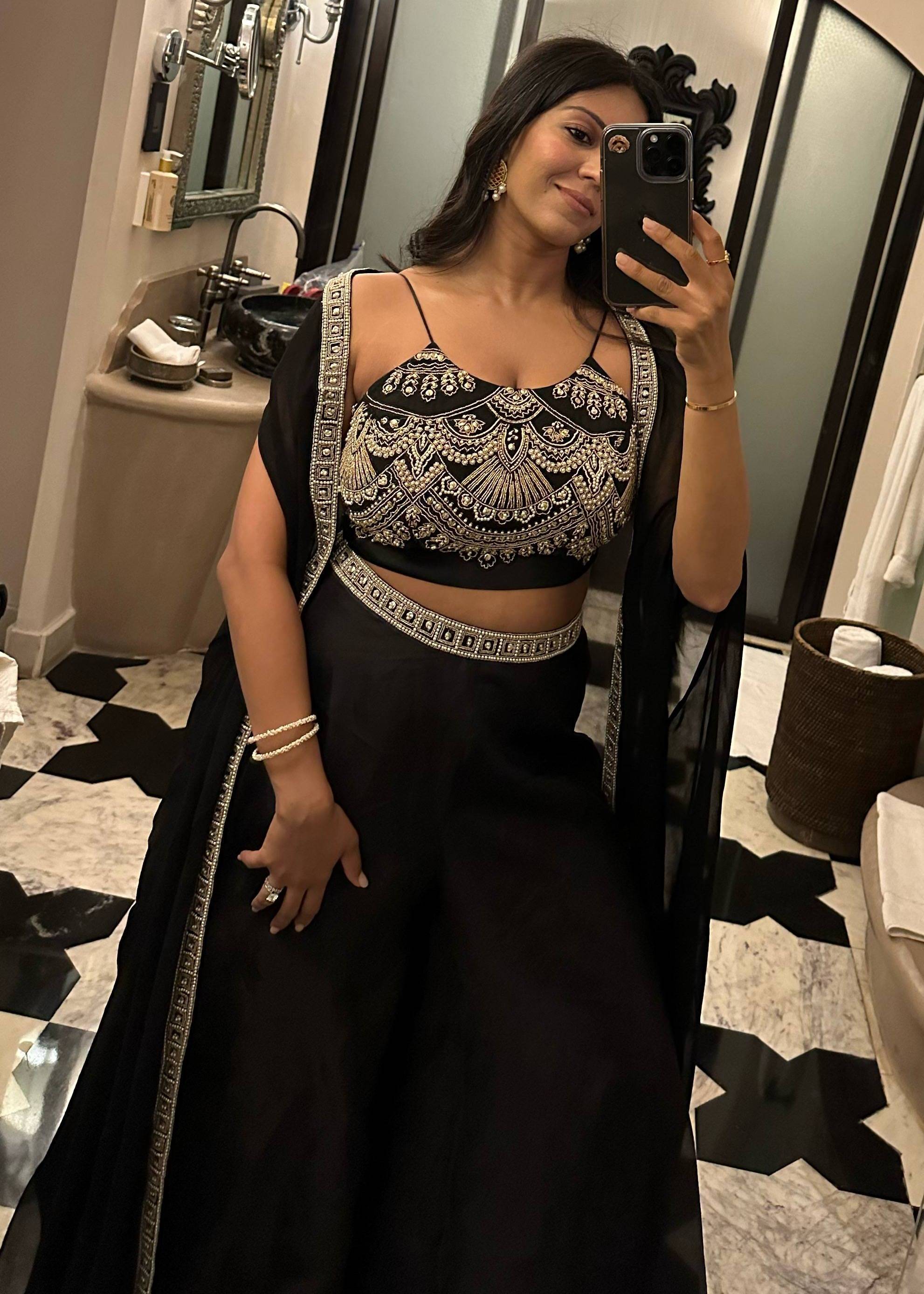 Black Embellished Sharara Set Image - 1