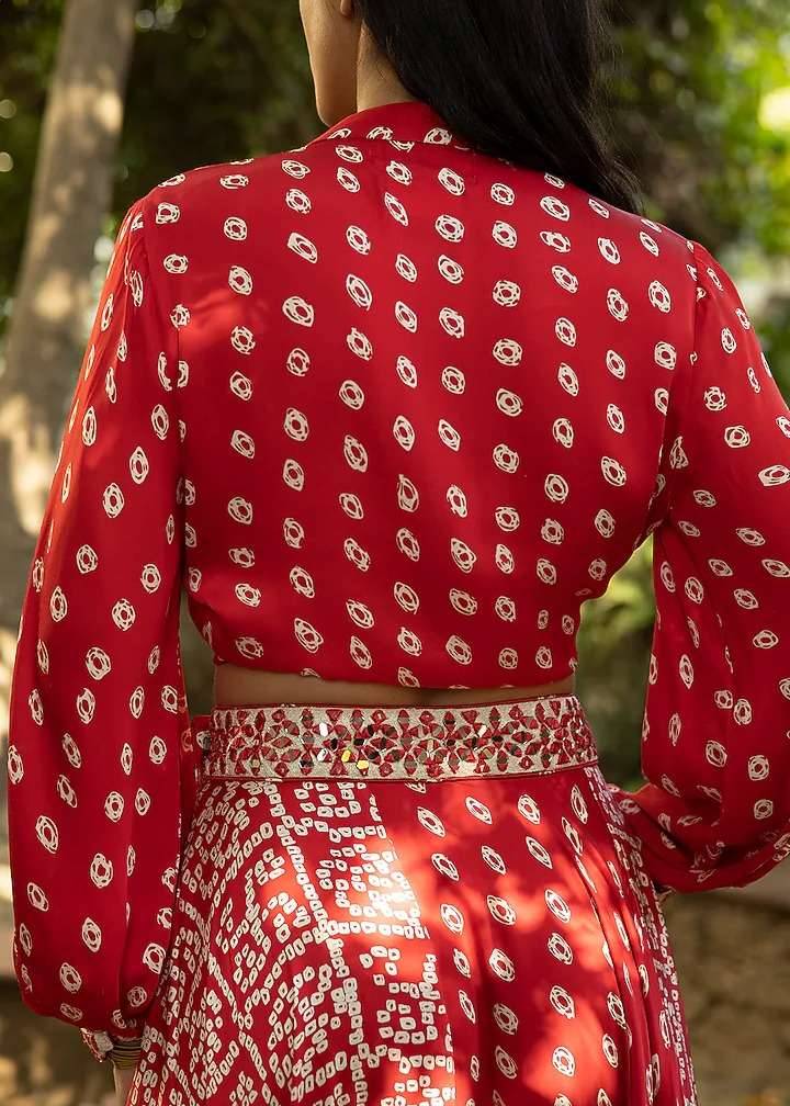 Red Bandhani Co-Ord Set Image - 1