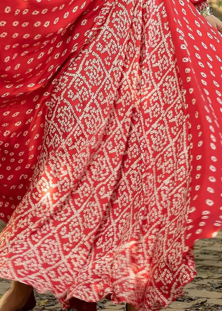 Red Bandhani Co-Ord Set Image - 3